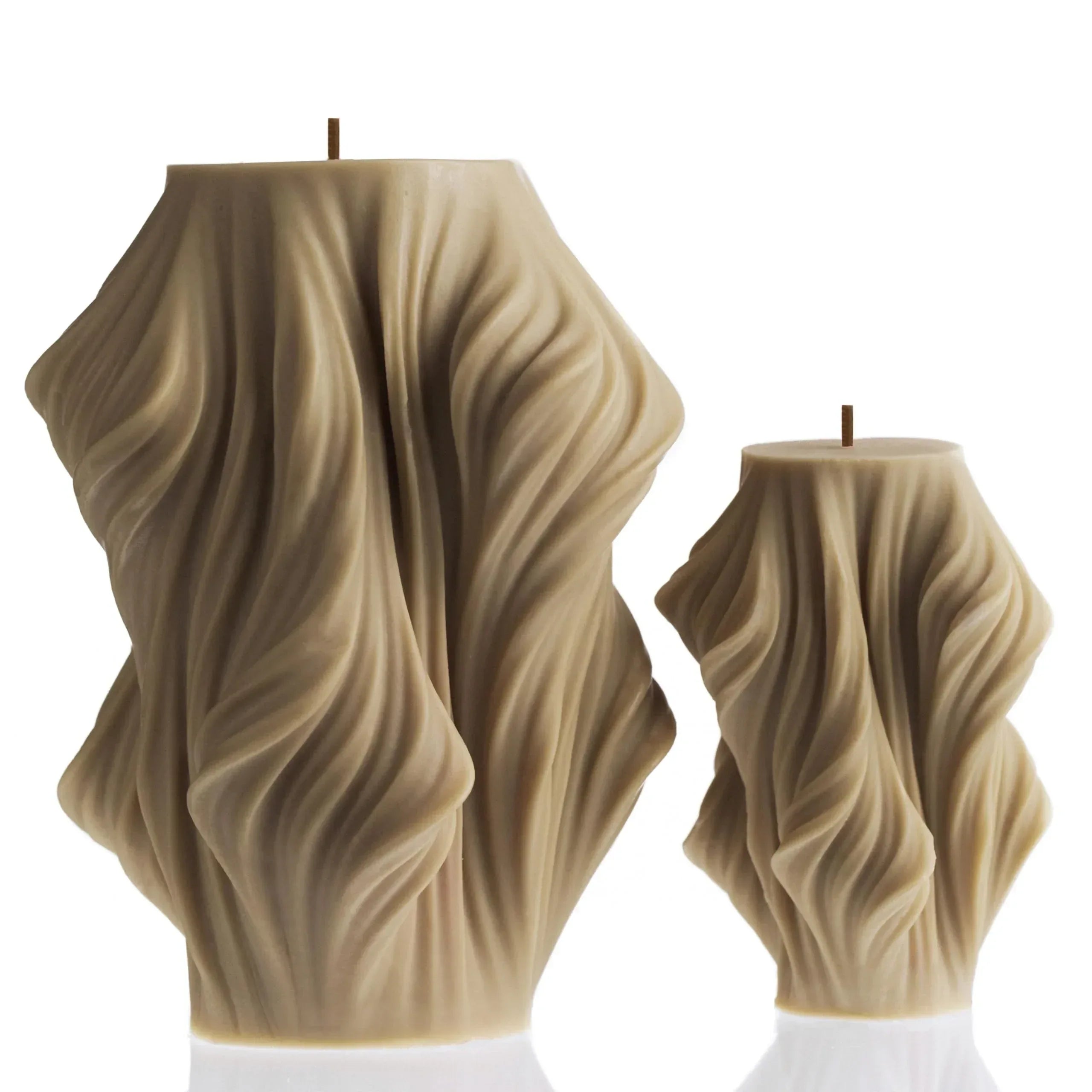 LAWA Cascading Wave Candle - Large Beautiful Handmade Pillar Scented Soy Wax Elegant Bubble Aesthetic Candle Housewarming Gift Home Room Shelf Decor Idea Olive Beige (Large) - Handmade Lifestyle Shop