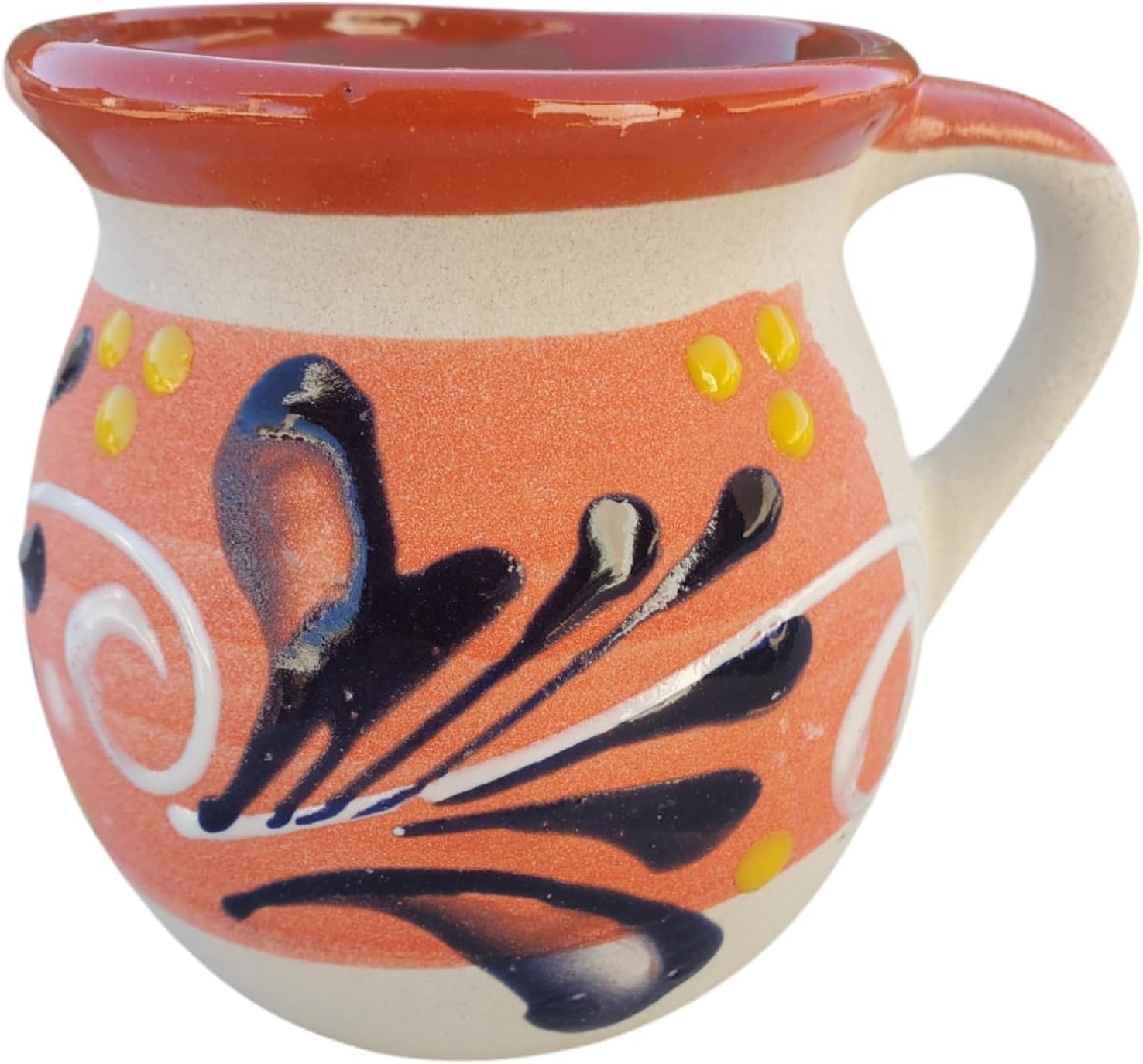 Hand-Painted Mexican clay Mugs, Floral Ceramic Coffee cups, Artisan Handmade Talavera Jarritos Mexican Mugs Tazas de Mexico (Mixed, Single (1))