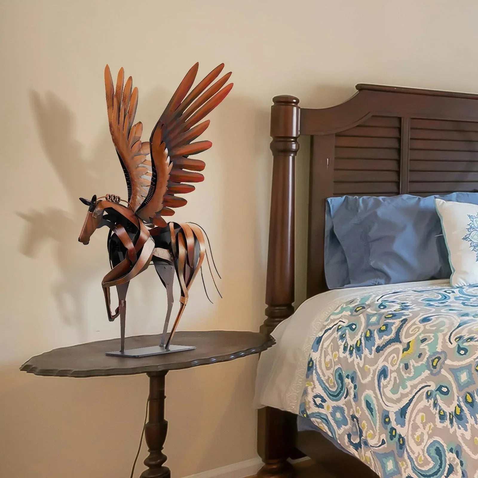 Horse Statue Décor Artwork, 24" H Handmade Metal Pegasus Greek Flying Horse Sculpture, Hand-Painted Animal Figurines for Home Living Room Office (Brown with Wings) - Handmade Lifestyle Shop