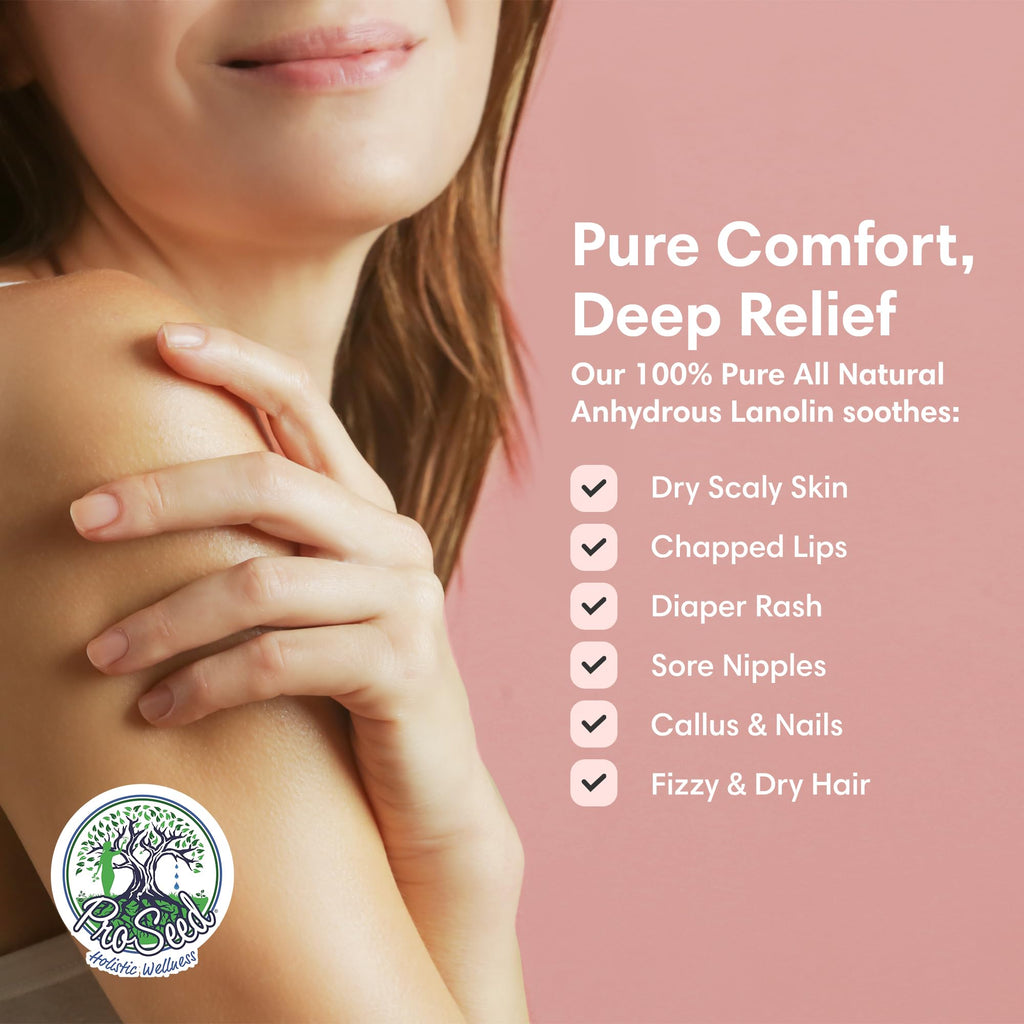 100% Pure Lanolin, Handmade in USA, Unrefined Balm, Dry & Itchy Skin, Cracked Lips, Breastfeeding, Nipple Cream, Baby Care, Moisture-Rich, Nursing Essentials & Petroleum-Free, for Hands, Face & Body