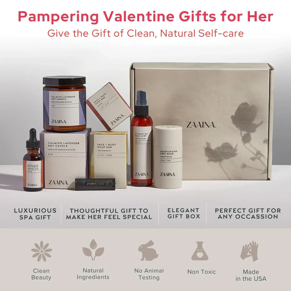 ZAAINA Spa Gift Set for Her - Luxury Valentine's Day Gifts for Women, Pampering At Home Bath and Body Relaxation Spa Package, Spa Gift Basket for Mom Wife Friend, Birthday Gifts for Women - Handmade Lifestyle Shop