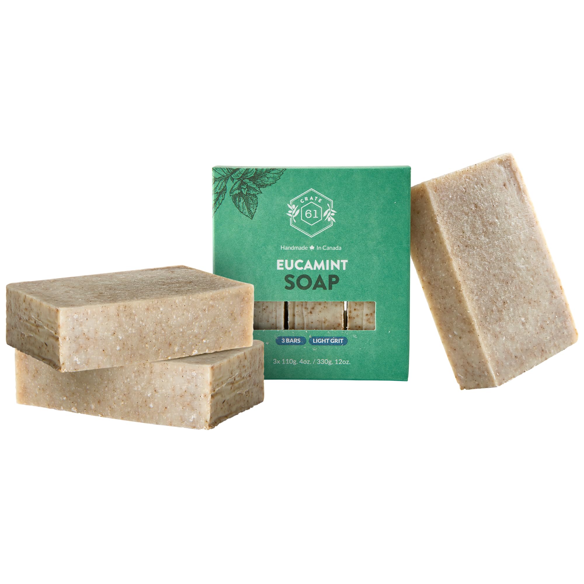 Crate 61 Organics, Handmade in Canada, Plant Based Natural Bar Soap Cold Pressed For Face & Body, w/Premium Essential Oils, For Men & Women 3 Pack (Ginger Cardamom)