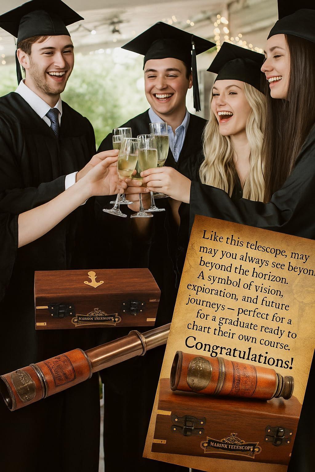 Handcrafted Brass Maritime Telescope with Wooden Box (Style 1) - Handmade Lifestyle Shop