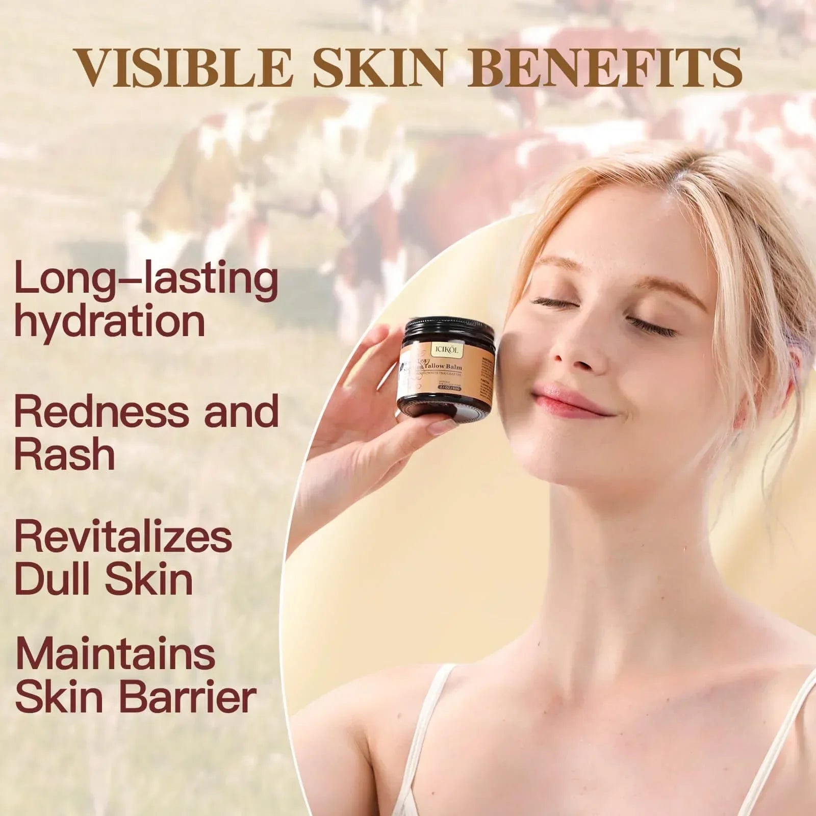 Beef Tallow Honey Balm, Grass-Fed Tallow Moisturizer for Face and Body, Deep Hydration Cream with White Tea Scent, Handmade Natural Skin Nourishment, 2.1 oz - Handmade Lifestyle Shop