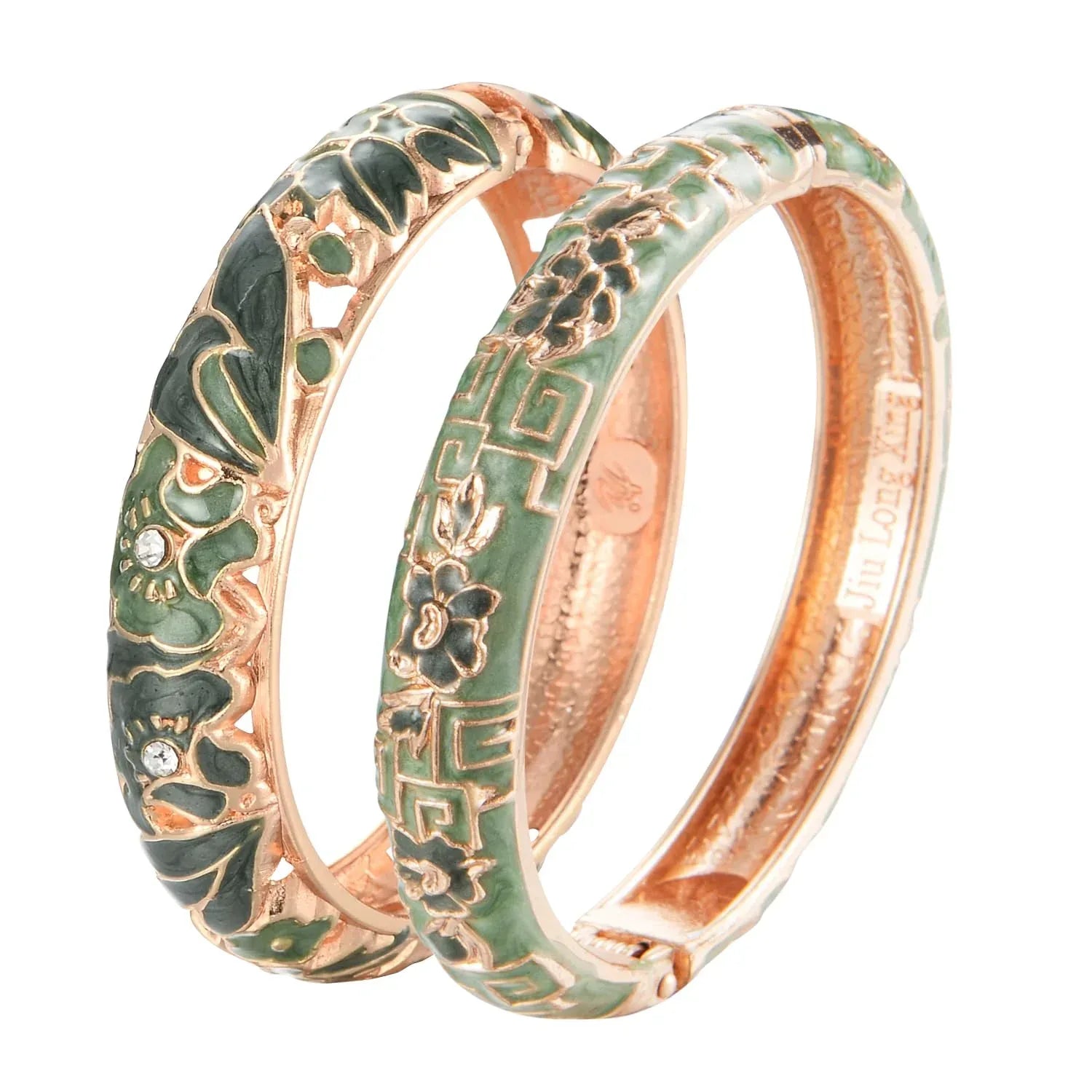 UJOY Vintage Jewelry Cloisonne Handcrafted Enameled Gorgeous Rhinestone Rose Hinged Cuff Bracelet Bangles Gifts 88A10 - Handmade Lifestyle Shop