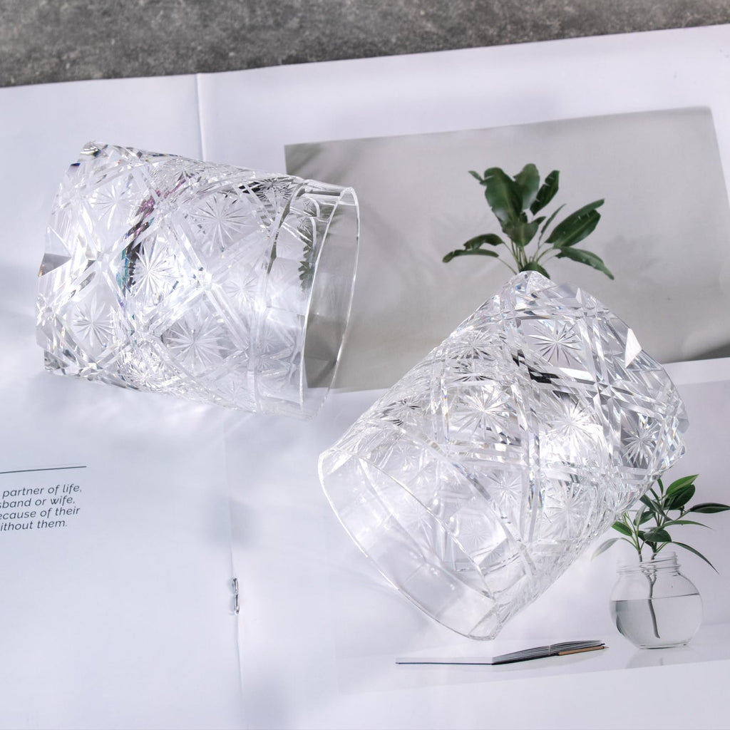 KAMMAK Crystal Whiskey Glasses Set of 2, Handcrafted 7.1oz Old Fashioned Glasses Stemless, Luxury Cocktail Glasses, Hand Blown Scotch Cup for Women, Men Gift for Rocks, Bourbon Barware, Bar