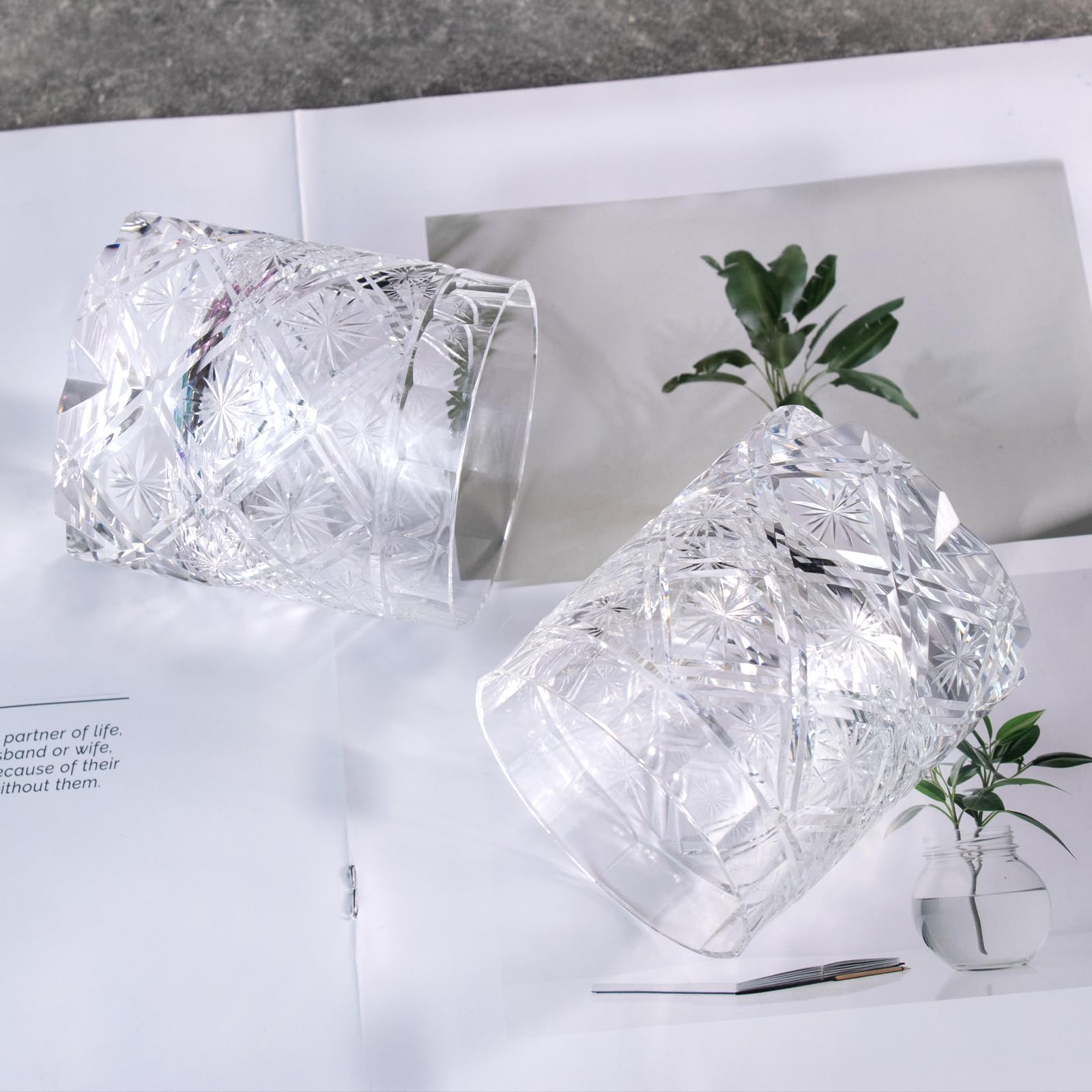 KAMMAK Crystal Whiskey Glasses Set of 2, Handcrafted 7.1oz Old Fashioned Glasses Stemless, Luxury Cocktail Glasses, Hand Blown Scotch Cup for Women, Men Gift for Rocks, Bourbon Barware, Bar