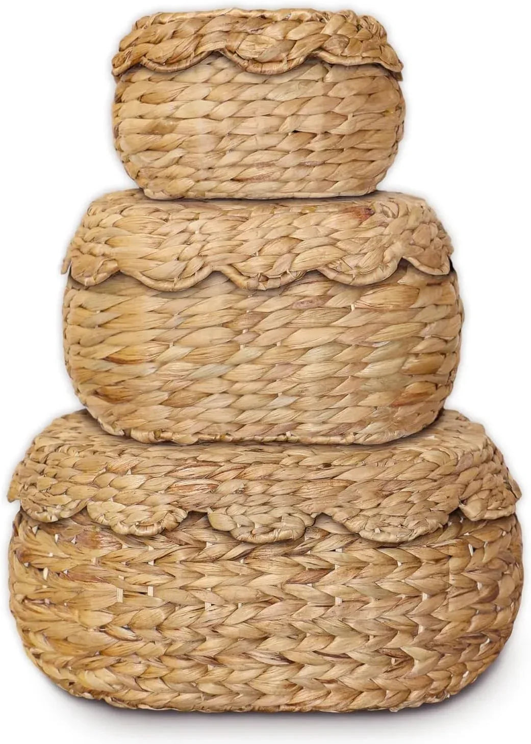 Wicker Storage Basket with Lid Set of 3 – Decorative Seagrass Boxes for Organizing Toys, Clothes & Essentials – Handwoven Natural Storage Bins for Home Decor - Handmade Lifestyle Shop