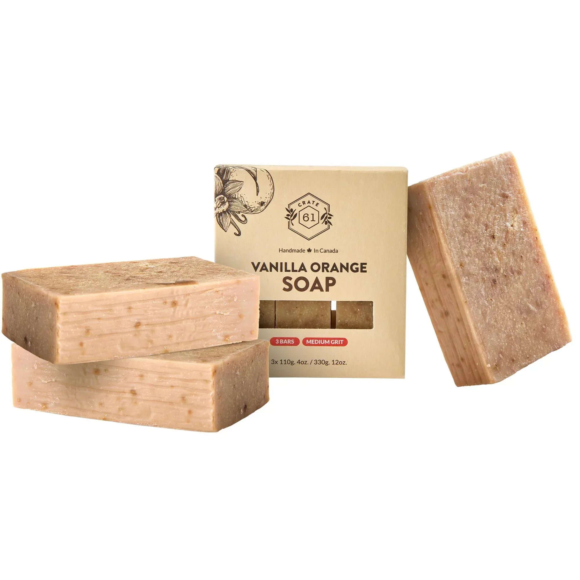 Crate 61 Organics, Handmade in Canada, Plant Based Natural Bar Soap Cold Pressed For Face & Body, w/Premium Essential Oils, For Men & Women 3 Pack (Ginger Cardamom) - Handmade Lifestyle Shop