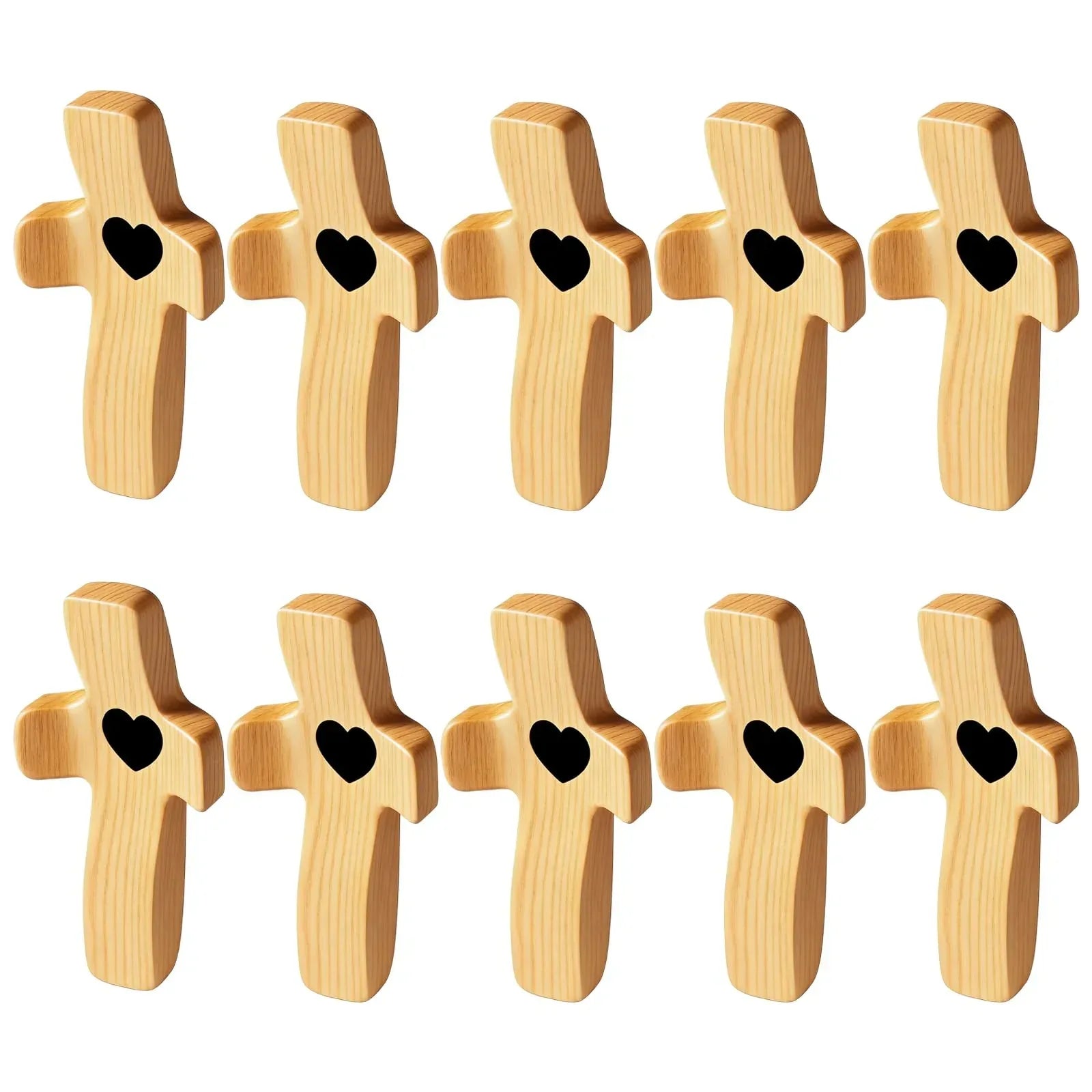 3-Pack Wooden Cross Fidget, Handmade Pocket Wood Crosses, Cross My Heart | Encouragement Gift, Relieve Anxiety for Yourself, Inspirational Easter Gift for Christian Faith, Prayer, Valentines Day Gifts - Handmade Lifestyle Shop