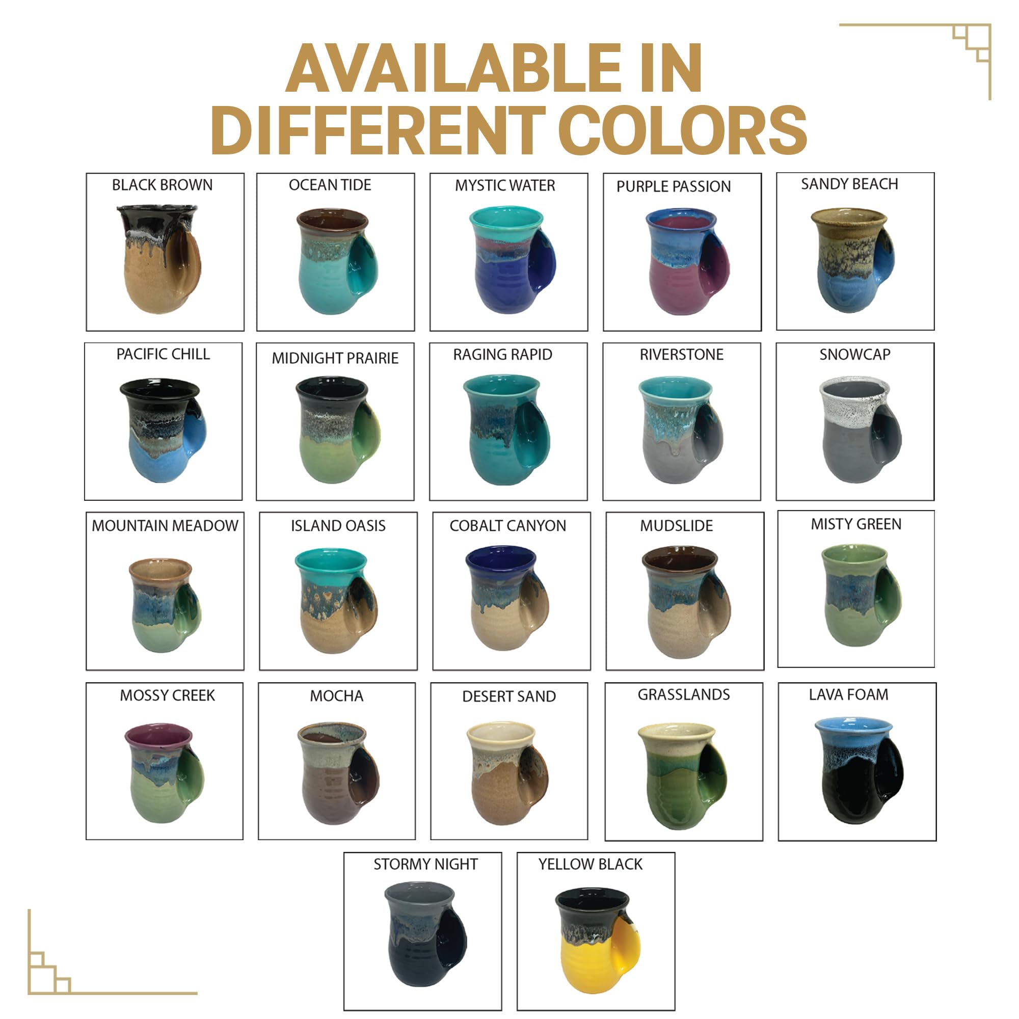 Clay in Motion Hand Warmer Coffee Mug – Handmade Coffee Mug With Comfortable Handle Contoured Pocket Hand Warming Ceramic Coffee Mug – Proudly Made in USA – Right Handed – 14 Oz - Island Oasis