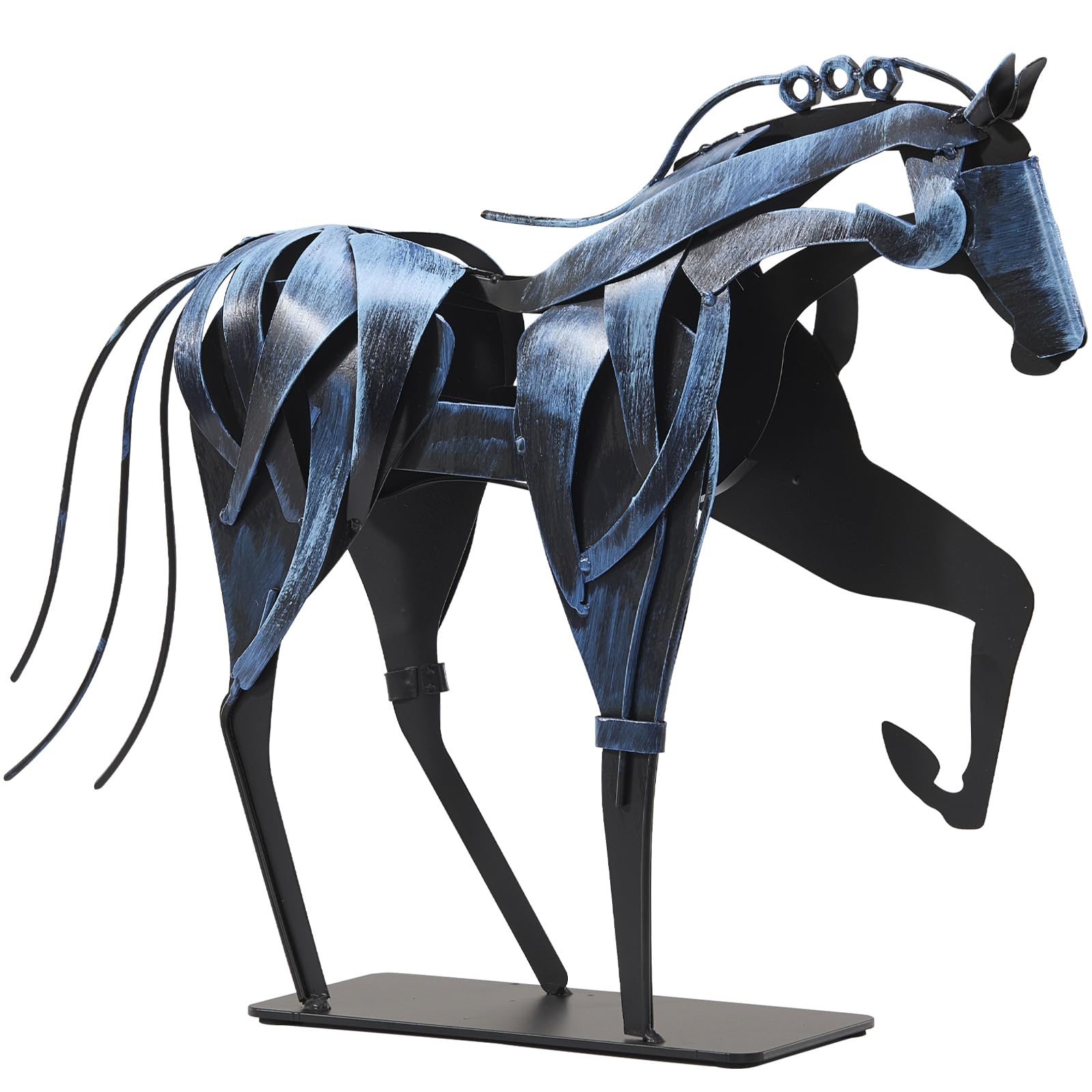 Handmade Metal Horse Statue Decor - Handcrafted & Hand-Painted Sculpture, Unique Rustic Figurine for Home, Office, Desk Decoration (White) - Handmade Lifestyle Shop