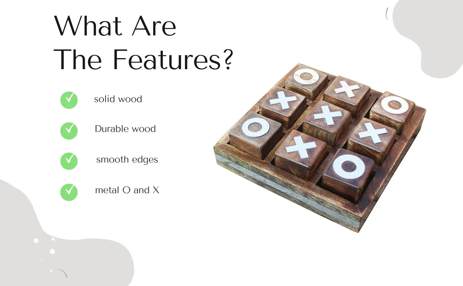 Wooden Tic Tac Toe Game | Board Game for Kids and Family | Table Top Living Room Decor Fun Game | Indoor Outdoor Adults Classic Travel Game (Burnt Wood) - Handmade Lifestyle Shop