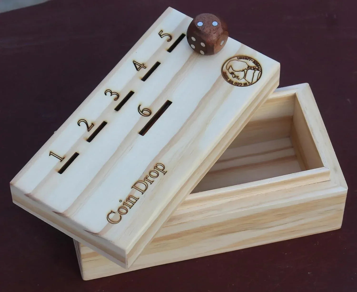 T one woods Coin Drop Game for Kids/Adult with dice and Wooden Box | Penny Game for Family Fun Coin Drop | Coin Drop Game for Family and Friends (Design-1) - Handmade Lifestyle Shop