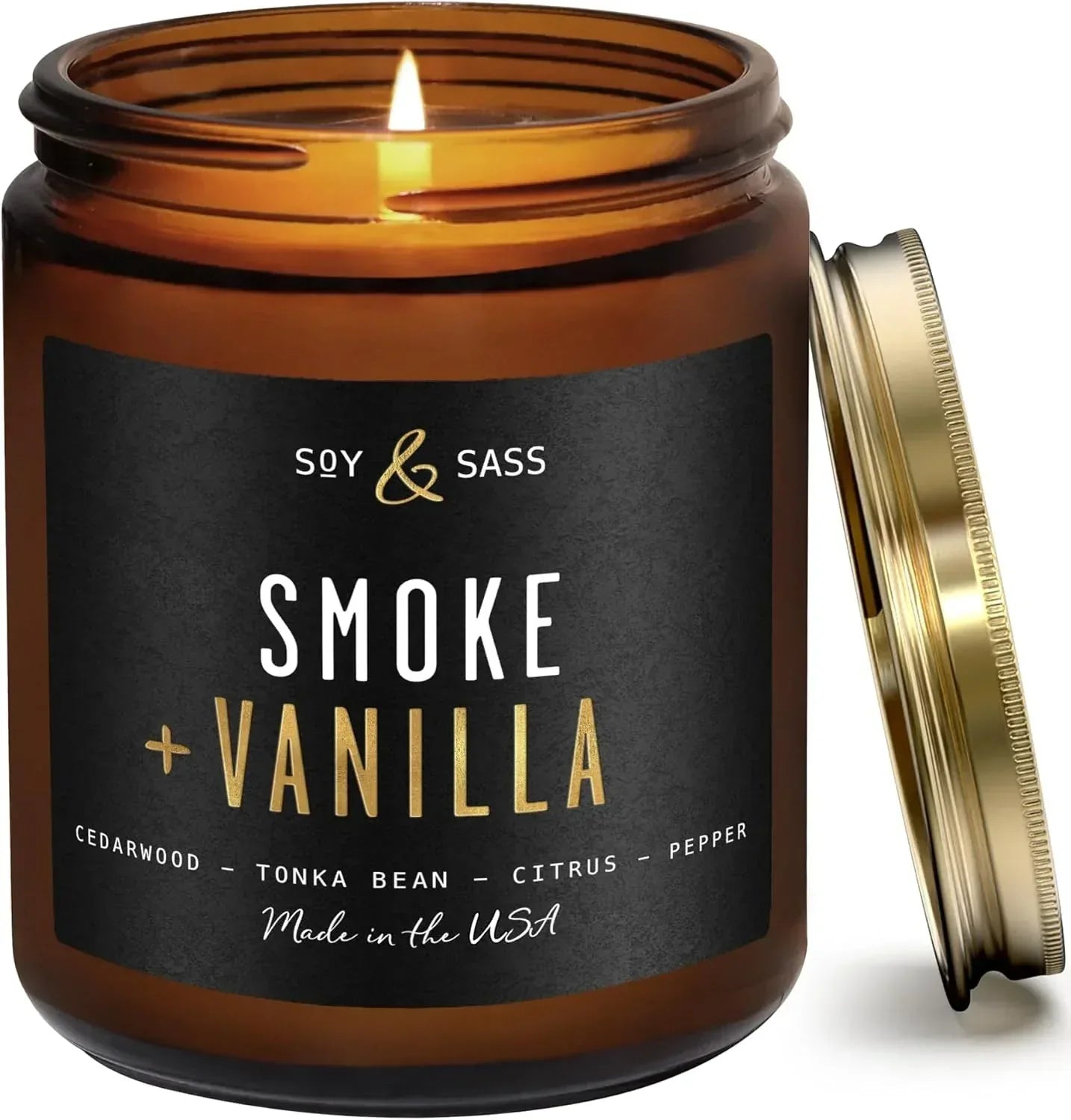 Smoked Vanilla Whiskey Candle - Scented Black Candles for Men or Women - Bourbon, Tobacco & Caramel Soy Wax Mens Candle - Infused w/Essential Oils | Long 50Hr Burn,9oz I Non Toxic I Made in USA - Handmade Lifestyle Shop