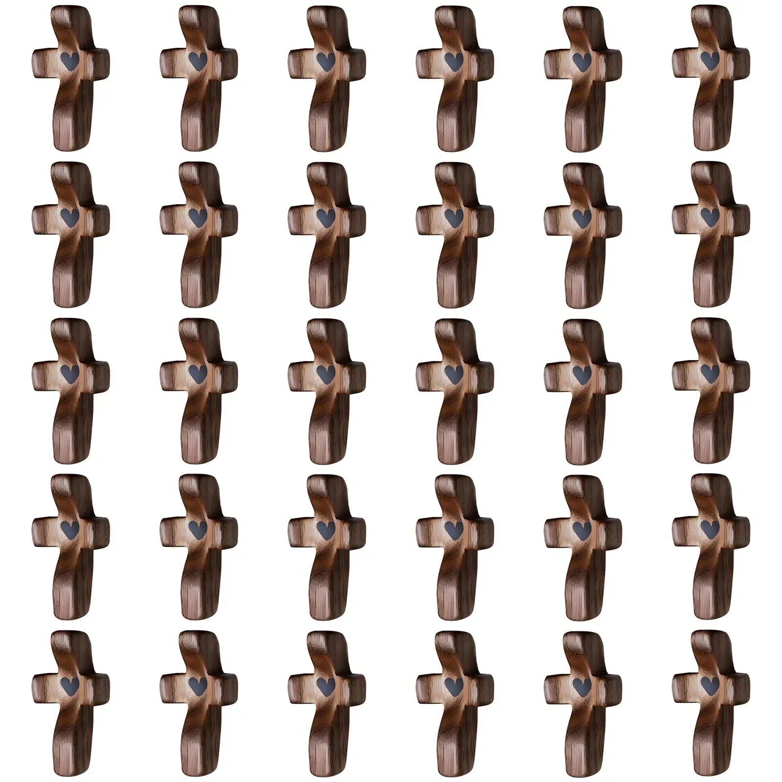 3-Pack Wooden Cross Fidget, Handmade Pocket Wood Crosses, Cross My Heart | Encouragement Gift, Relieve Anxiety for Yourself, Inspirational Easter Gift for Christian Faith, Prayer, Valentines Day Gifts - Handmade Lifestyle Shop