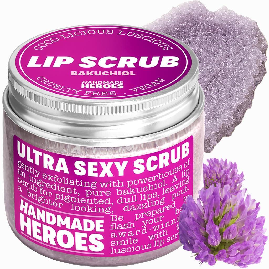 Handmade Heroes Peppermint Lip Scrub - 100% Natural Vegan Conditioning Lip Exfoliator & Sugar Polish for Dry Chapped Lips - Lip Plumper & Hydrating Lip Therapy for Smooth Supple Lips 1 oz - Handmade Lifestyle Shop