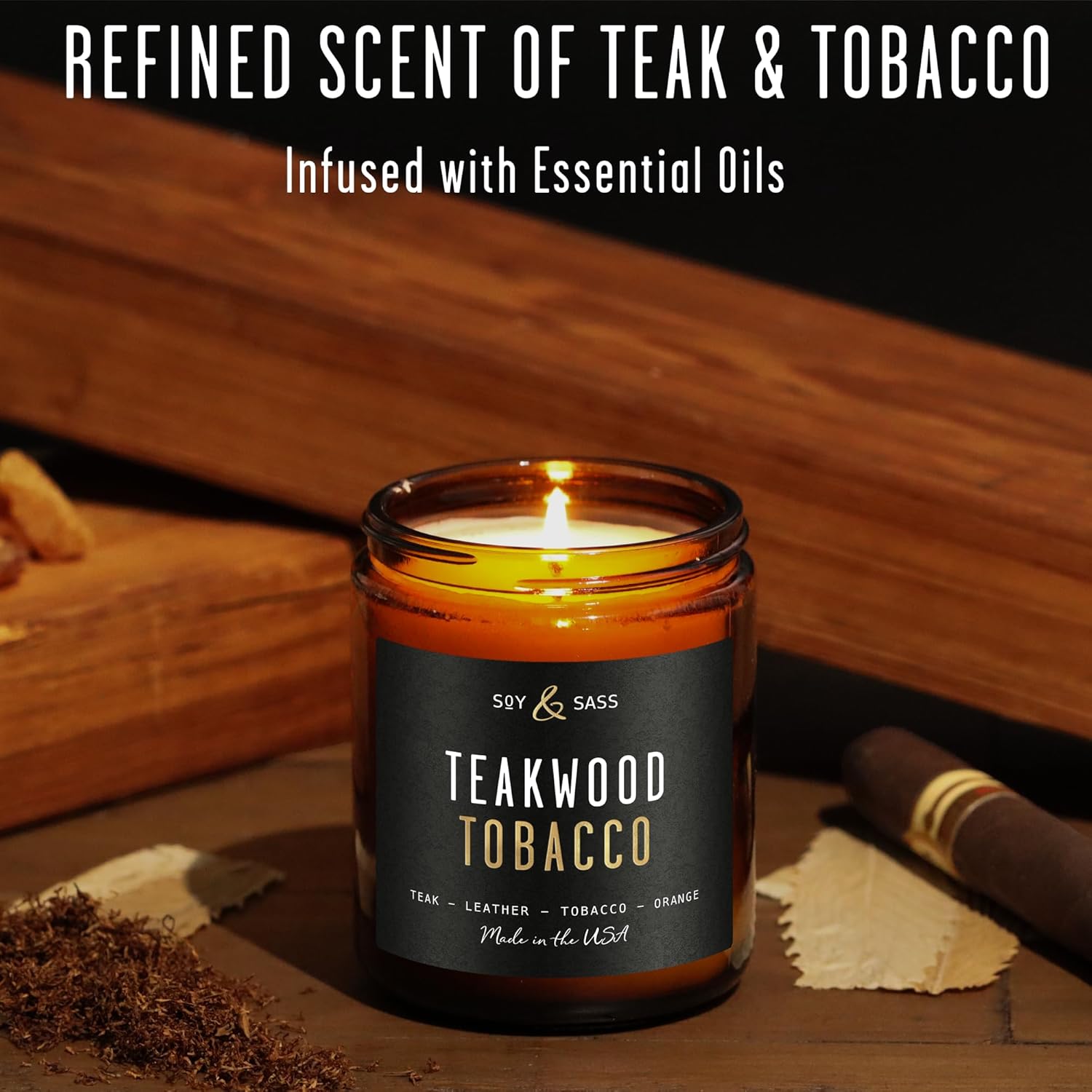 Smoked Vanilla Whiskey Candle - Scented Black Candles for Men or Women - Bourbon, Tobacco & Caramel Soy Wax Mens Candle - Infused w/Essential Oils | Long 50Hr Burn,9oz I Non Toxic I Made in USA