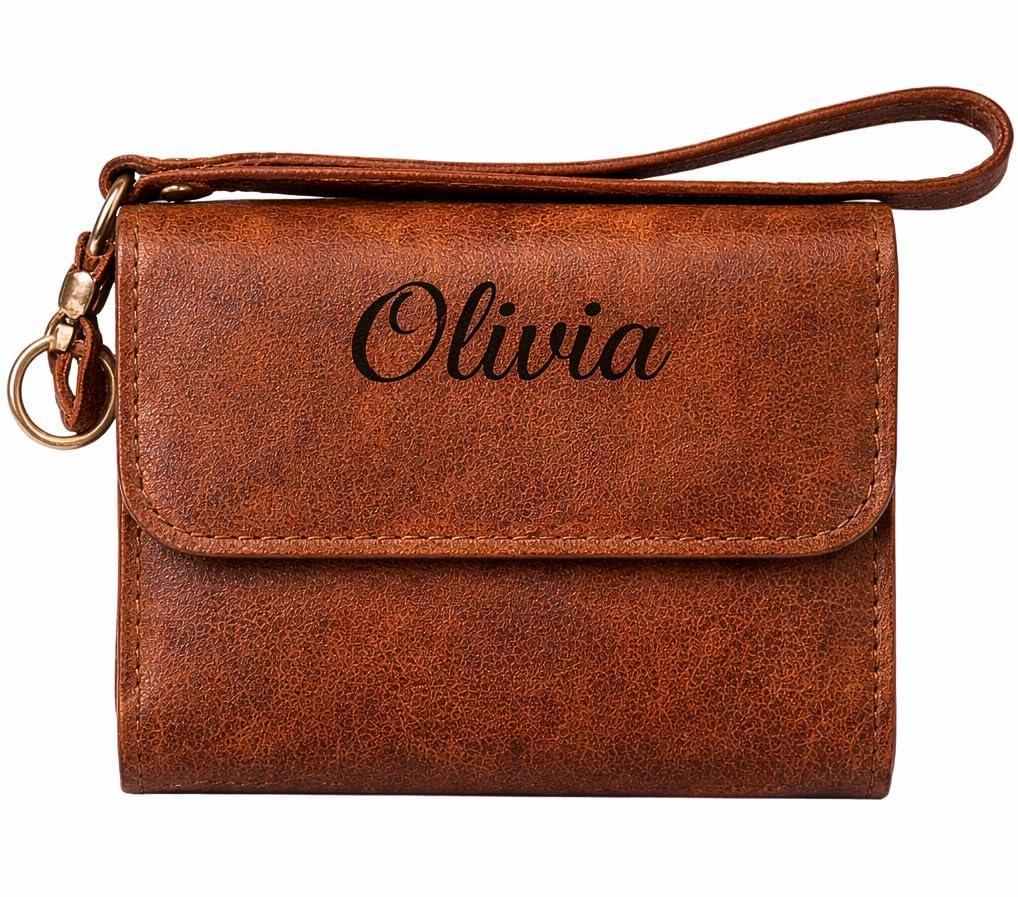 Toros Craft Handmade Wristlet Wallets for Women, Western Floral Leather Small Credit Card Holder with Zipper, Minimalist & Cute Coin Pouch, Genuine Leather, Dark Brown - Handmade Lifestyle Shop