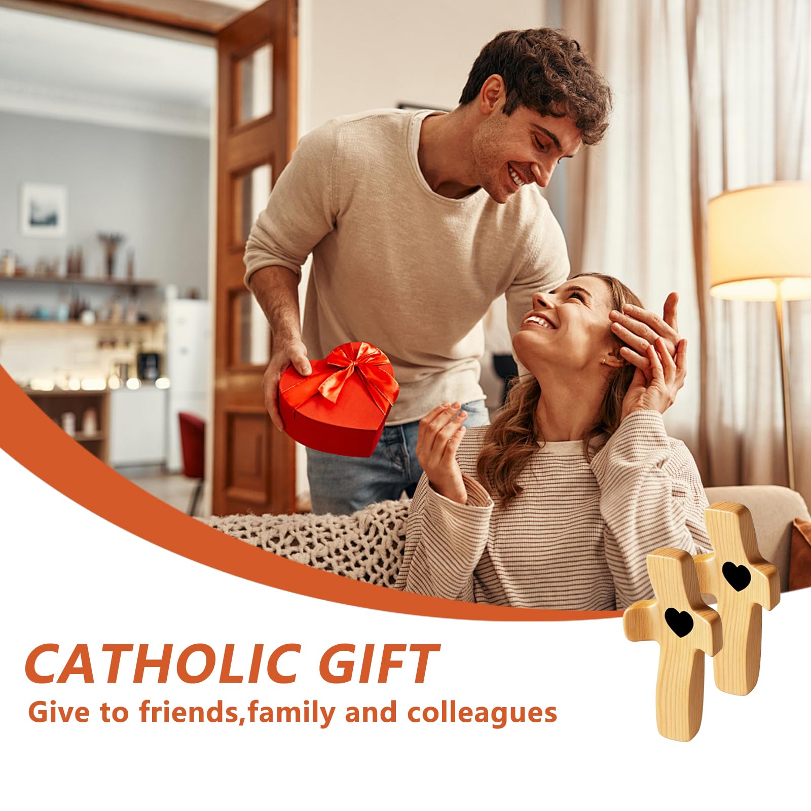 3-Pack Wooden Cross Fidget, Handmade Pocket Wood Crosses, Cross My Heart | Encouragement Gift, Relieve Anxiety for Yourself, Inspirational Easter Gift for Christian Faith, Prayer, Valentines Day Gifts