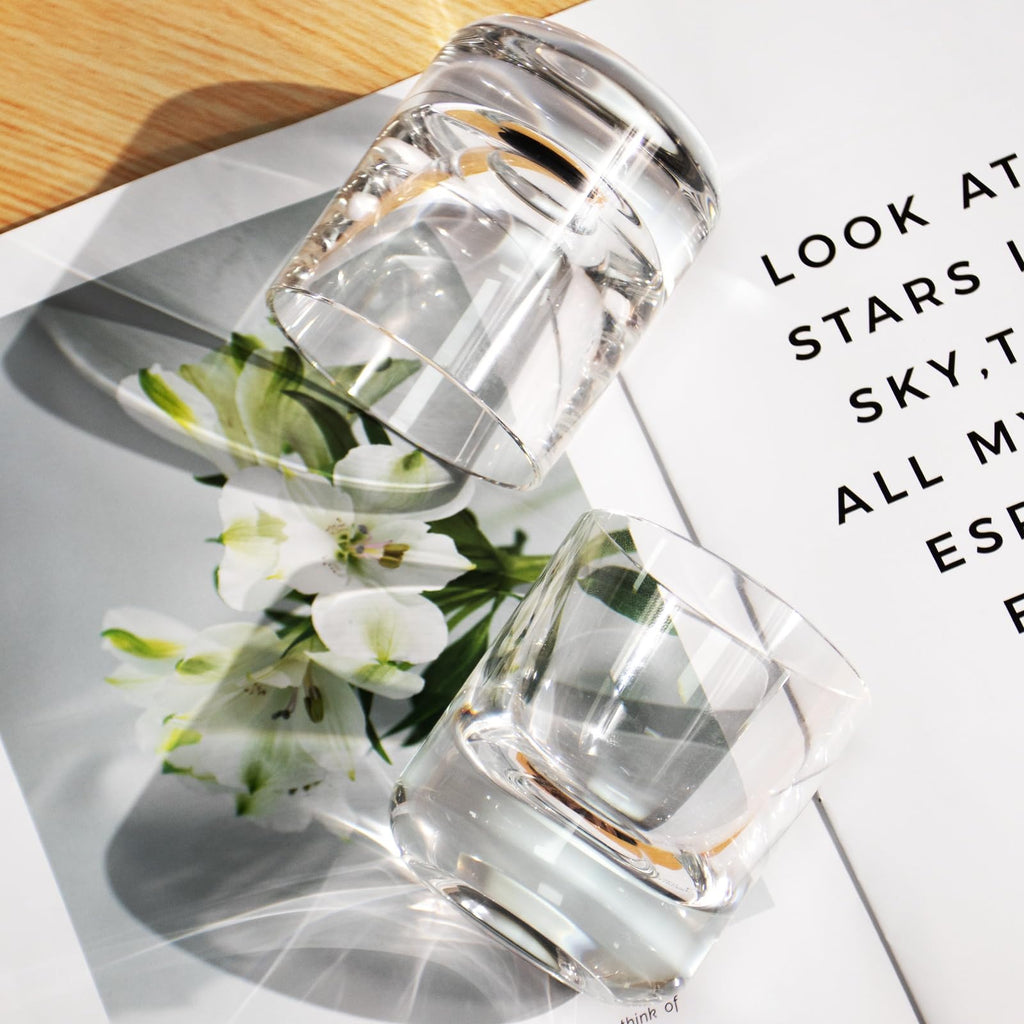 KAMMAK Crystal Whiskey Glasses Set of 2, Handcrafted 7.1oz Old Fashioned Glasses Stemless, Luxury Cocktail Glasses, Hand Blown Scotch Cup for Women, Men Gift for Rocks, Bourbon Barware, Bar