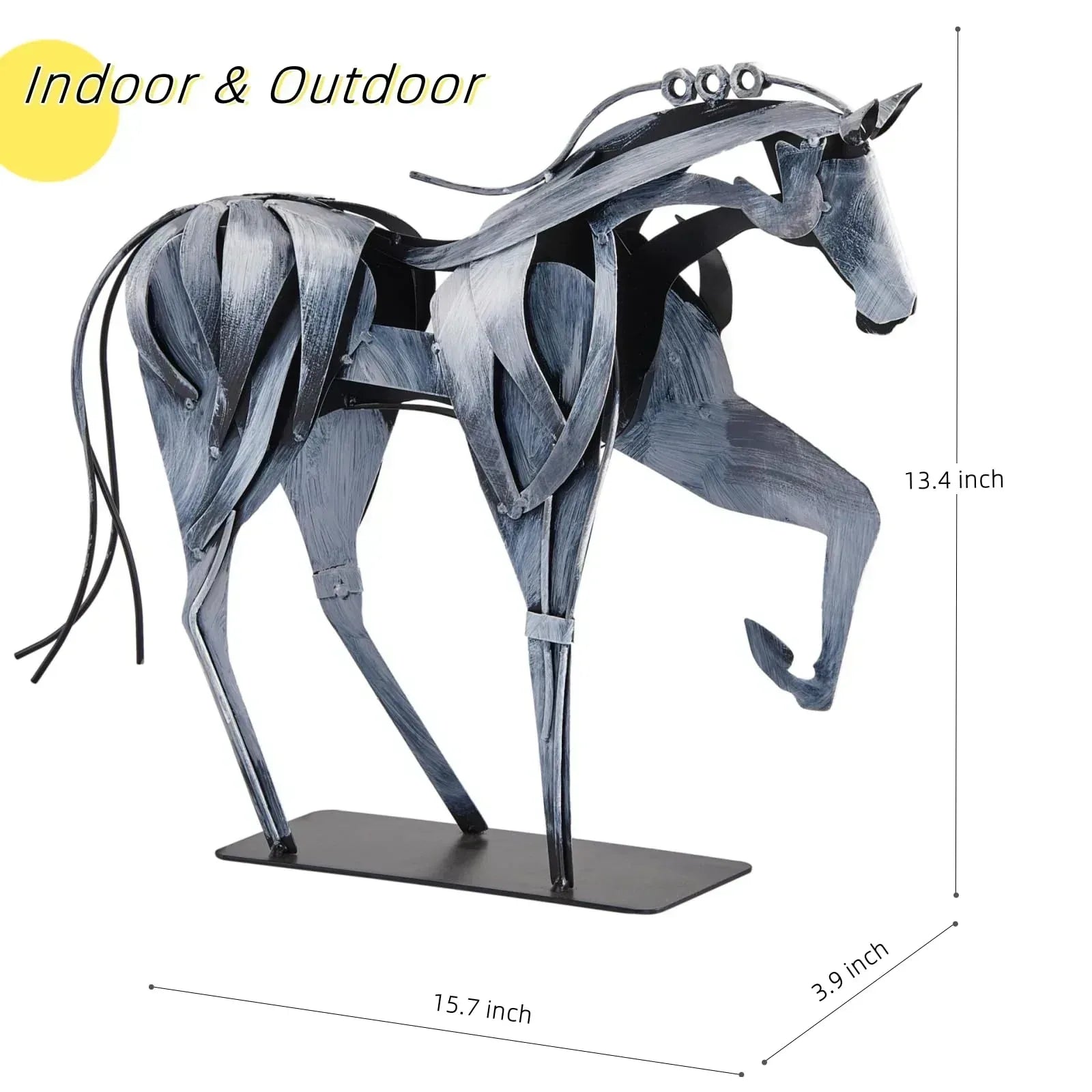 Handmade Metal Horse Statue Decor - Handcrafted & Hand-Painted Sculpture, Unique Rustic Figurine for Home, Office, Desk Decoration (White) - Handmade Lifestyle Shop
