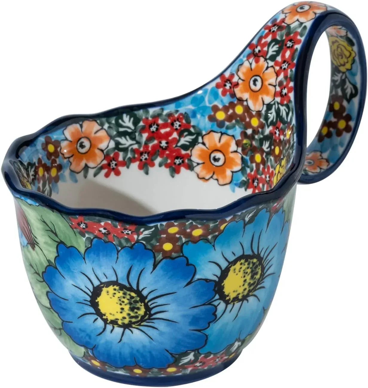 ALMA Handpainted Soup Bowl with Handle, 18.6oz Ceramic Cereal Bowl, Microwave &Dishwasher Safe,Loop Handle Bowl Great for Soup, Chili, Stew, Ice cream - Handmade Lifestyle Shop