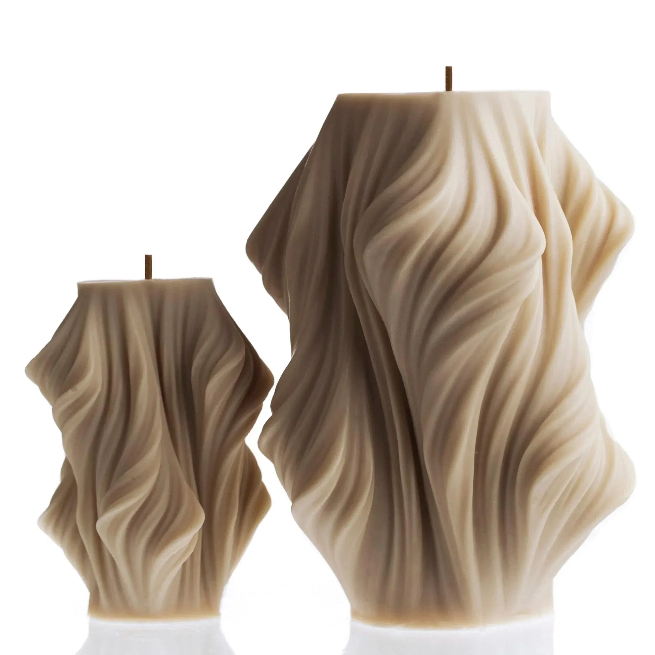 LAWA Cascading Wave Candle - Large Beautiful Handmade Pillar Scented Soy Wax Elegant Bubble Aesthetic Candle Housewarming Gift Home Room Shelf Decor Idea Olive Beige (Large) - Handmade Lifestyle Shop