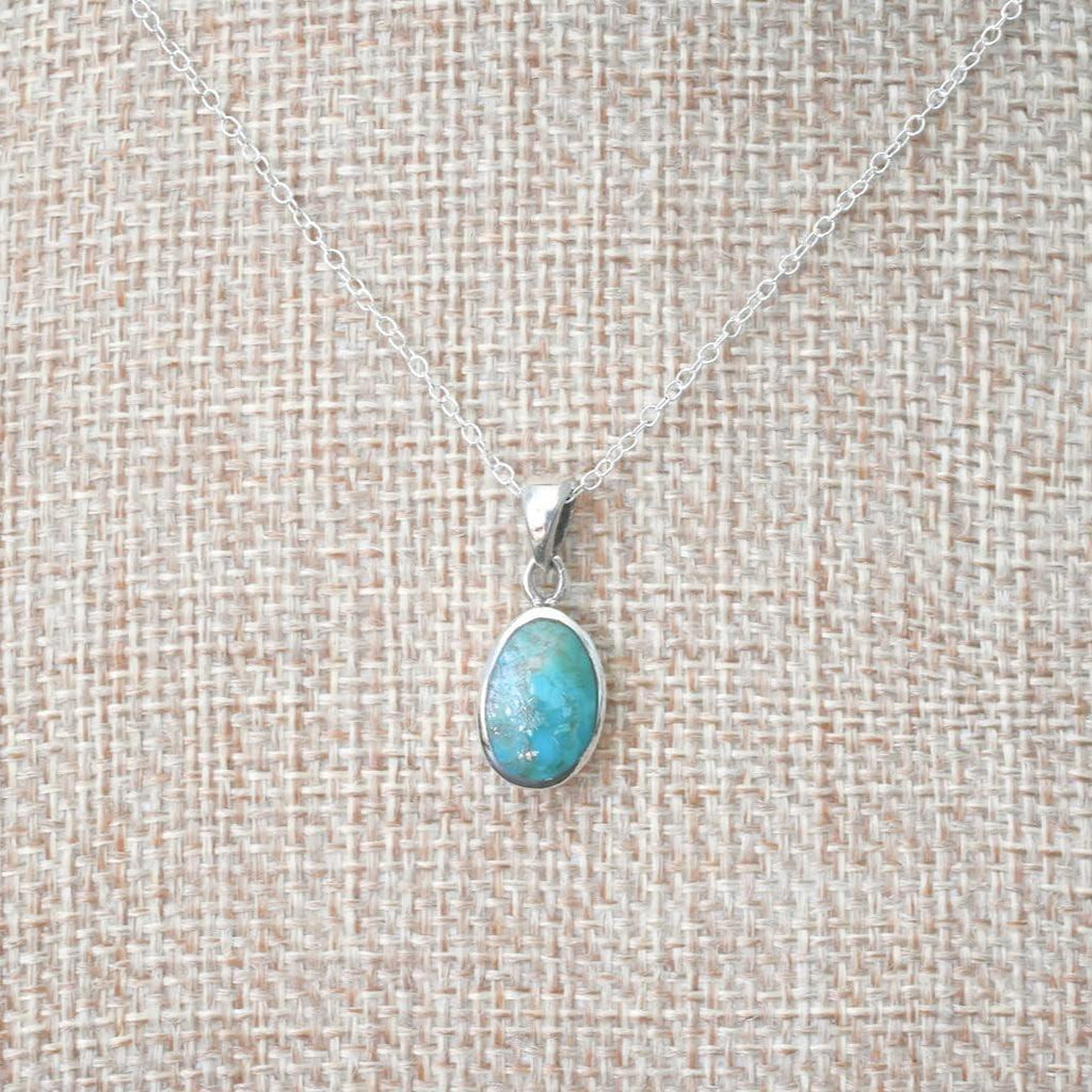 Natural Turquoise Pendant Necklace, 925 Silver Sterling Authentic Turquoise Stone - Handmade Lifestyle Shop