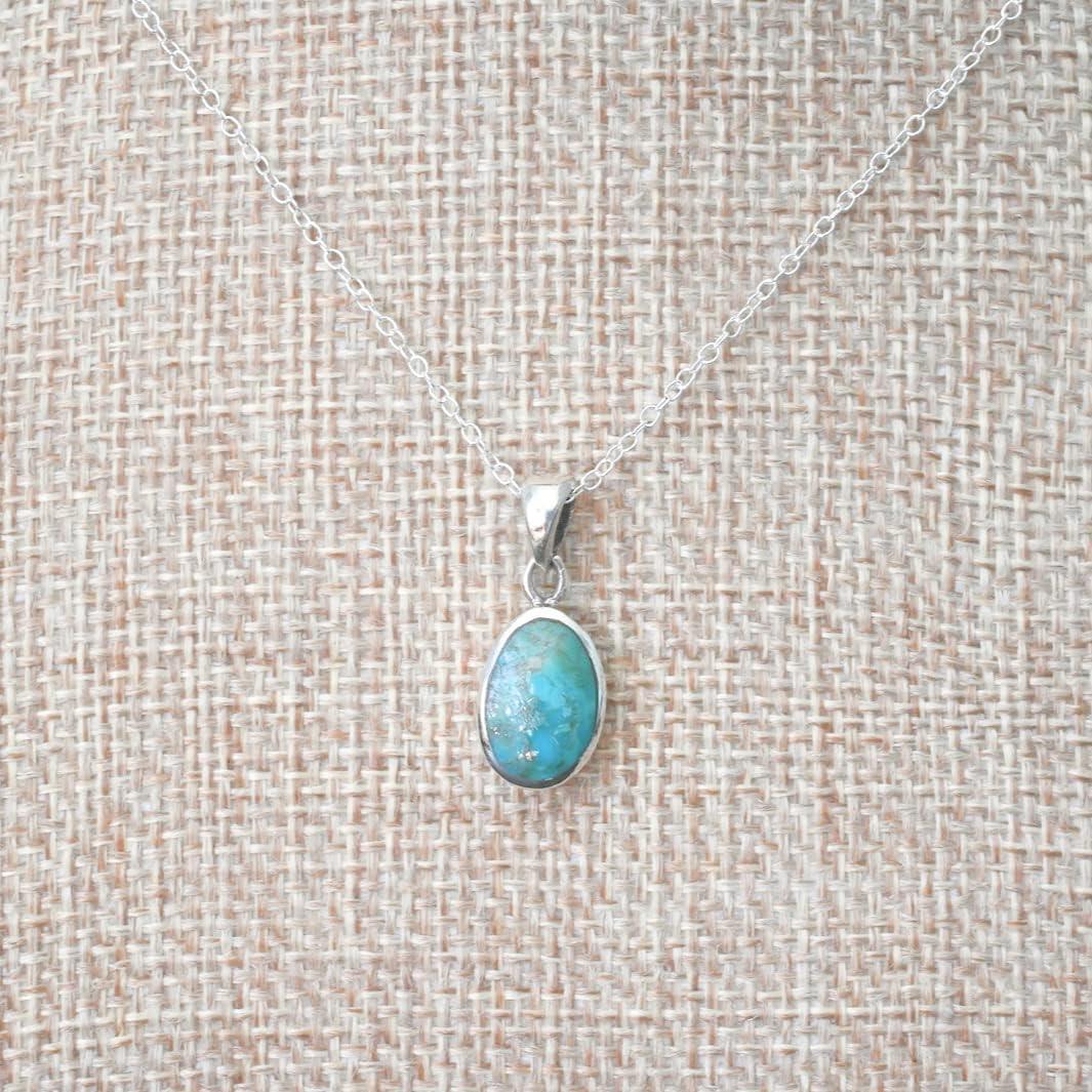 Natural Turquoise Pendant Necklace, 925 Silver Sterling Authentic Turquoise Stone - Handmade Lifestyle Shop