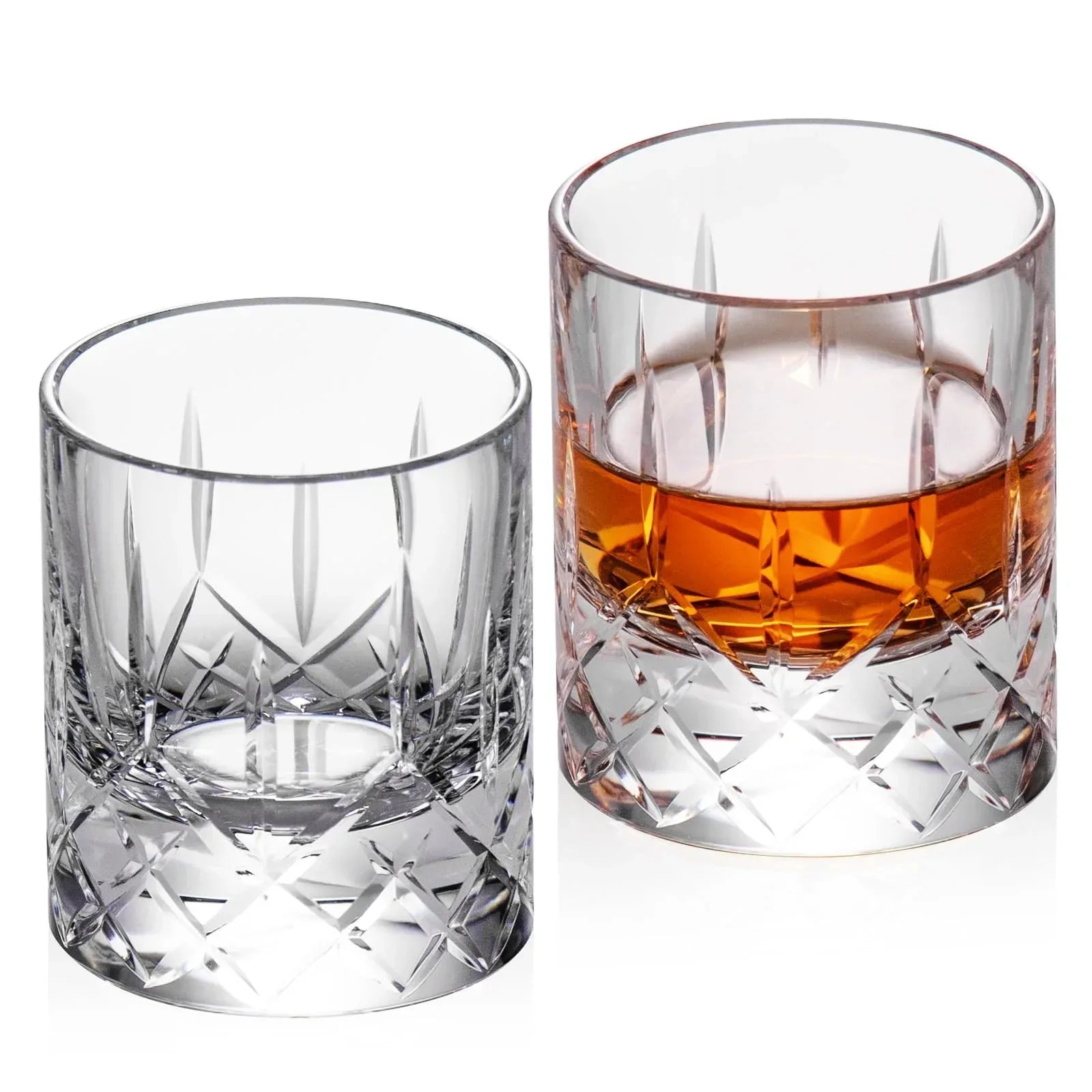 KAMMAK Crystal Whiskey Glasses Set of 2, Handcrafted 7.1oz Old Fashioned Glasses Stemless, Luxury Cocktail Glasses, Hand Blown Scotch Cup for Women, Men Gift for Rocks, Bourbon Barware, Bar - Handmade Lifestyle Shop