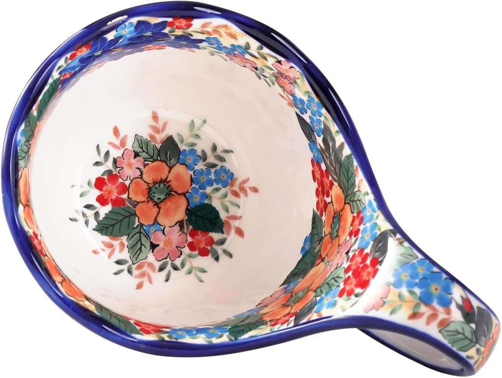 ALMA Handpainted Soup Bowl with Handle, 18.6oz Ceramic Cereal Bowl, Microwave &Dishwasher Safe,Loop Handle Bowl Great for Soup, Chili, Stew, Ice cream