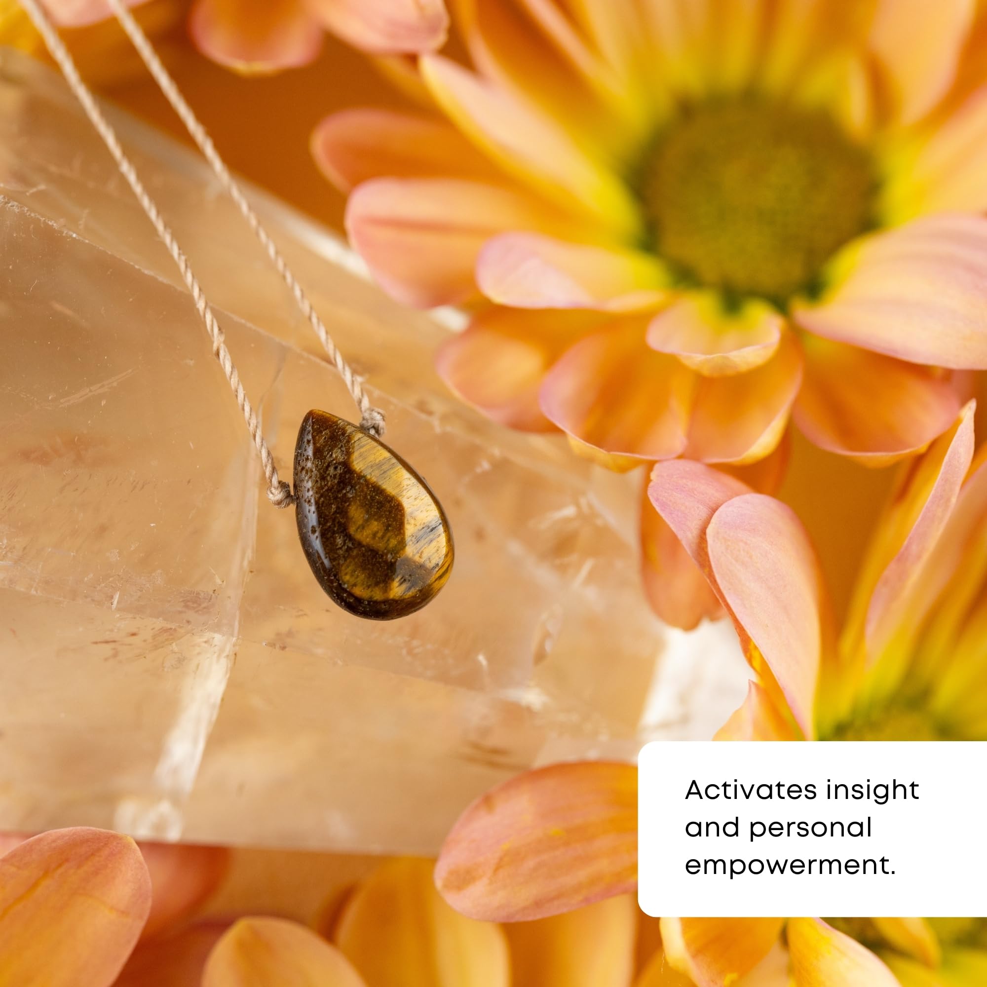 SoulKu Handcrafted Necklace, Empowerment Jewelry With Healing Crystal, Inspirational Jewelry For Women, Mom & Sister Gifts, 2" Extender With Lobster Clasp, 16" Nylon Cord