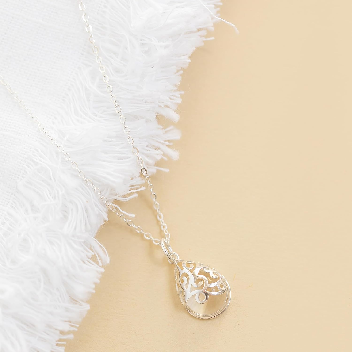 Bottled Up Designs Handmade Filigree Teardrop Necklace, Recycled Antique Glass, Sterling Silver, Eco Friendly, Made in USA, Birthday Gifts, Mothers Day, Women, Anniversary