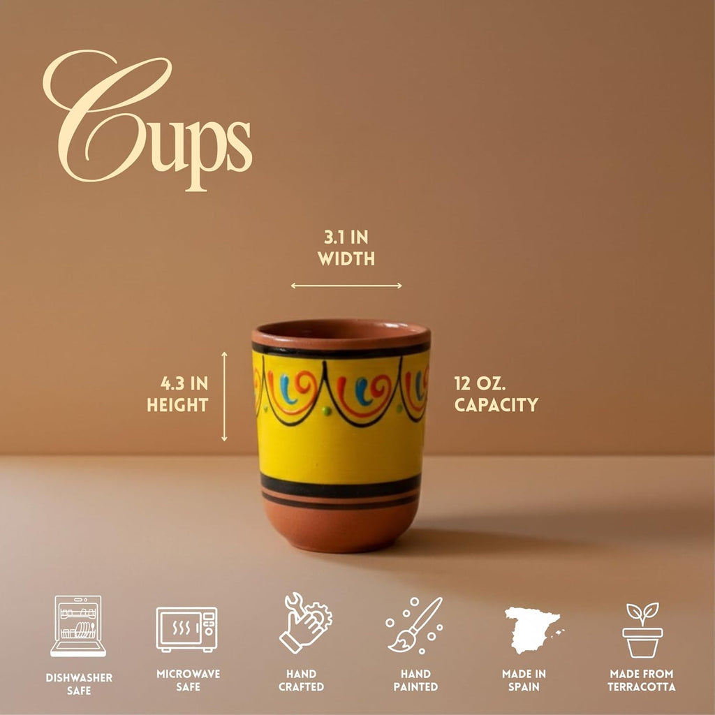 Cactus Canyon Ceramics Spanish Terracotta 5-Piece Cup Set, White