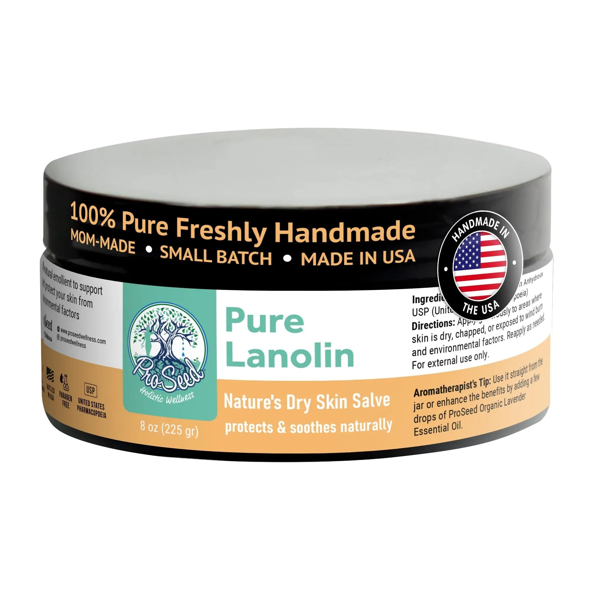 100% Pure Lanolin, Handmade in USA, Unrefined Balm, Dry & Itchy Skin, Cracked Lips, Breastfeeding, Nipple Cream, Baby Care, Moisture-Rich, Nursing Essentials & Petroleum-Free, for Hands, Face & Body - Handmade Lifestyle Shop