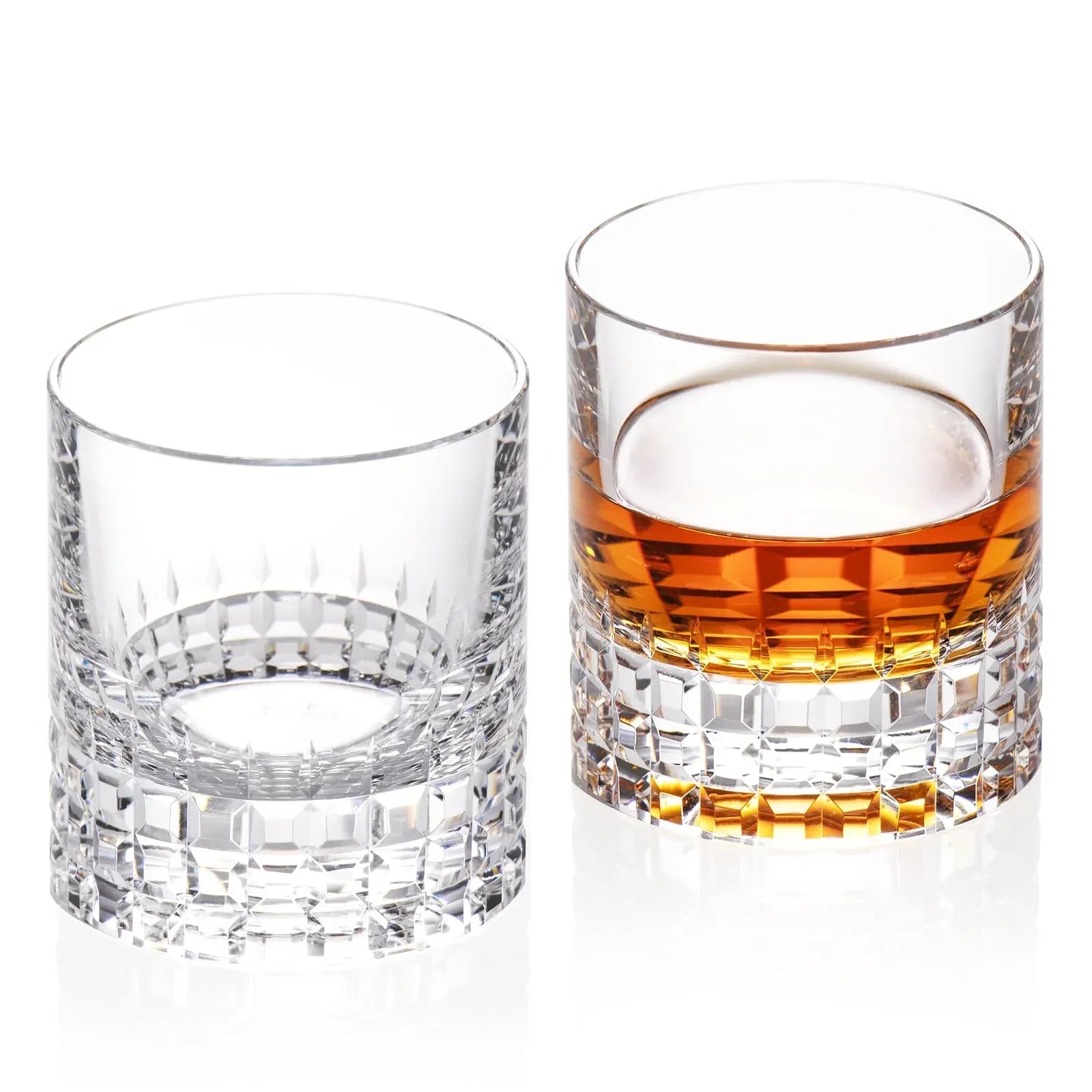KAMMAK Crystal Whiskey Glasses Set of 2, Handcrafted 7.1oz Old Fashioned Glasses Stemless, Luxury Cocktail Glasses, Hand Blown Scotch Cup for Women, Men Gift for Rocks, Bourbon Barware, Bar - Handmade Lifestyle Shop