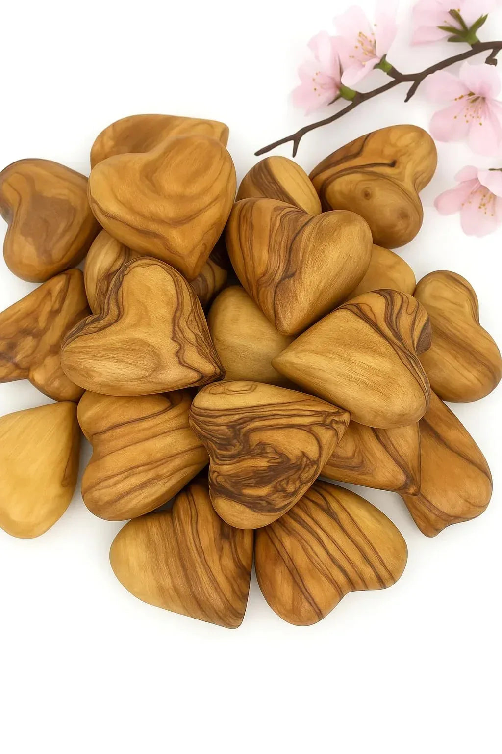Handmade Wooden Hearts, Set of Five Olive Wood Carved Hearts from The Holy Land, Carved Wood Hearts for Gifts Anniversary Valentine Gift, Loss Love, Wooden Hearts for Wedding, Heart Décor - Handmade Lifestyle Shop
