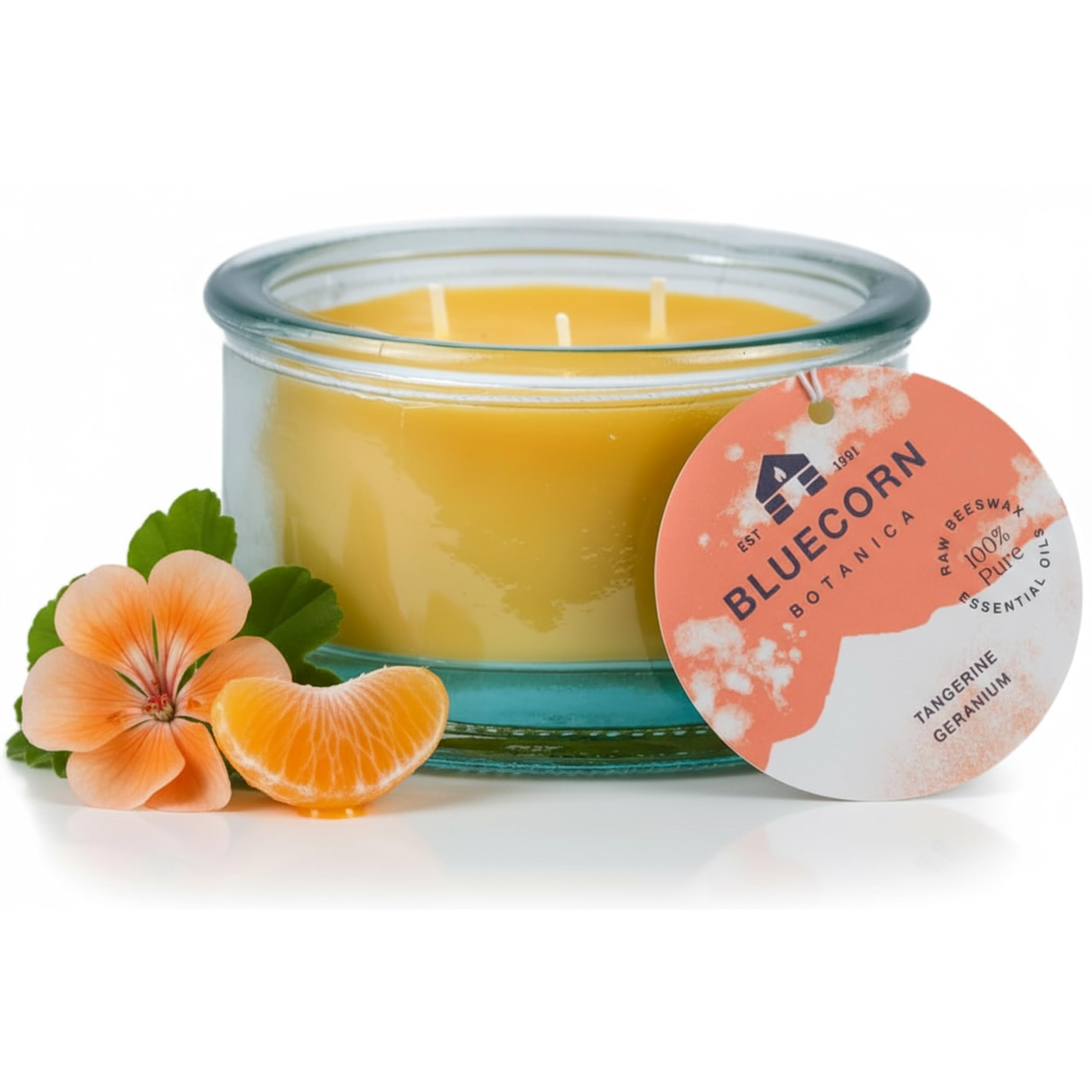 Bluecorn Beeswax 3-Wick Candle, 100% Pure Bees Wax, Yellow, Fragrance Free, Paraffin & Soy Free Candle Wax, Clean Burning, Long Lasting, Home Decor, Gifts for Women & Men, American Made, 10 Oz, 1 Ct