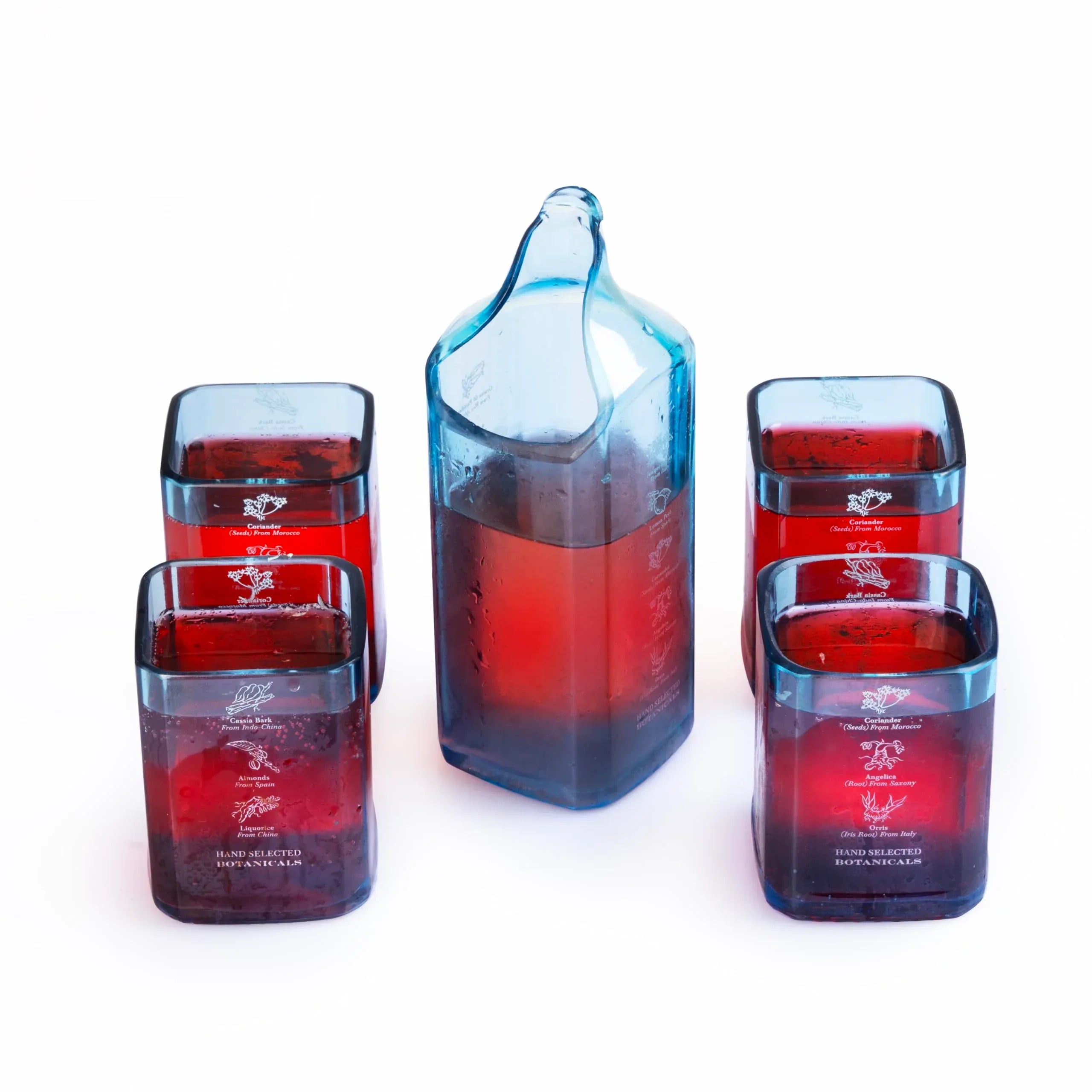 Upcycled Bombay Sapphire Gin Glasses for Drinks - Set of 2 with Velvet Gift Box | Eco-friendly Glassware handcrafted from Gin bottles | Ideal for Gin, Whiskey, Juices, Smoothies, Cocktails - Handmade Lifestyle Shop