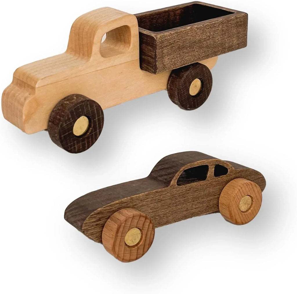 BUSY PUZZLE Wooden Toy Car and Truck Set Montessori Toys for Toddlers Handmade from Natural Wood Gift for Boys and Girls - Handmade Lifestyle Shop