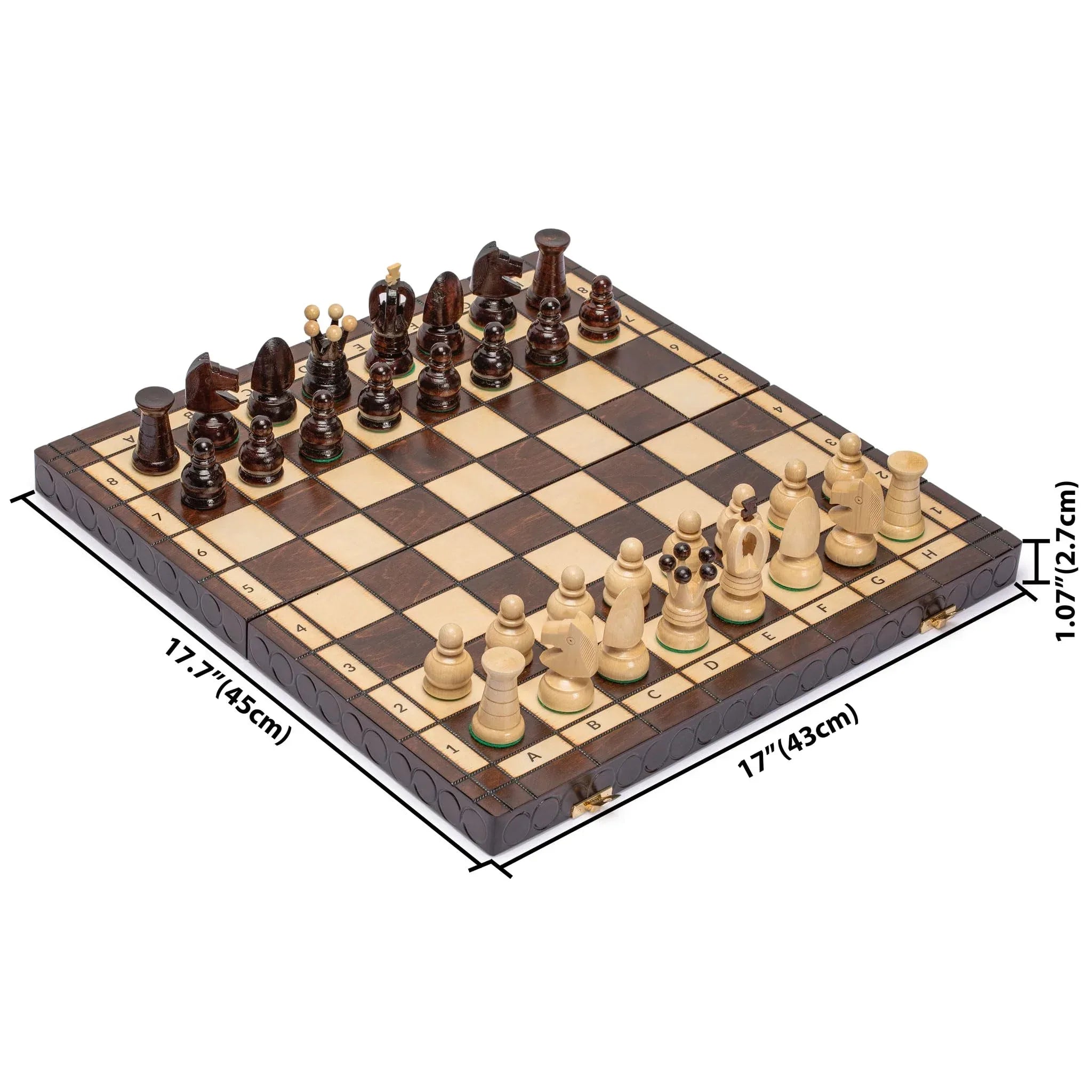 Husaria European International Chess Wooden Game Set, King's Classic - 13.8 Inches Medium Size Chess Set with Handcrafted Chessmen and Felted Folding Board - Handmade Lifestyle Shop