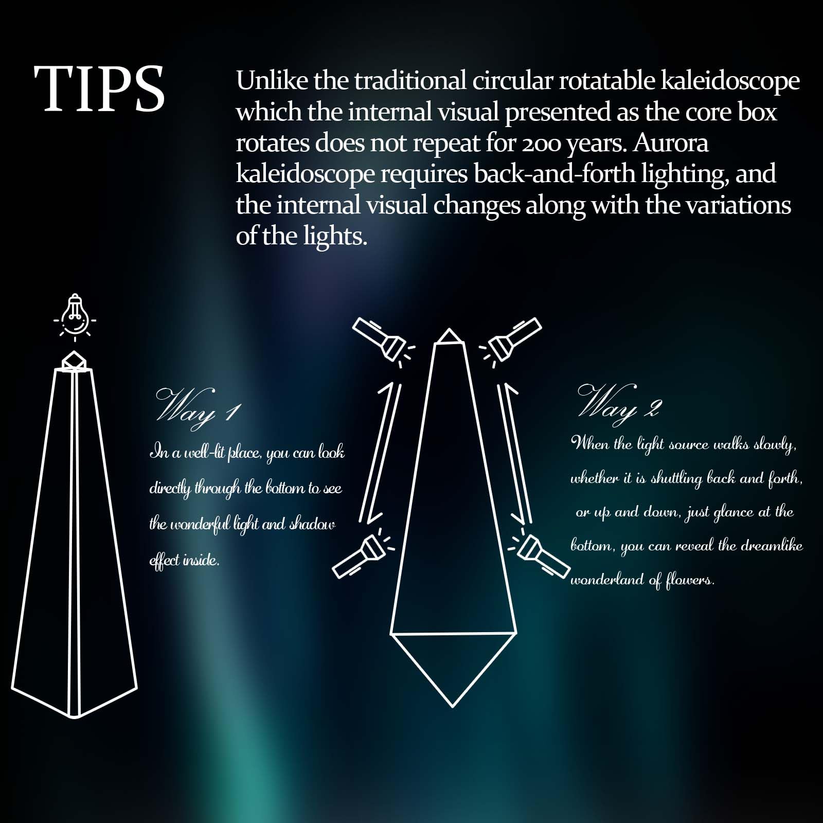 10" Aurora Kaleidoscope for Adults, Tiffany Stained Glass Handmade Adult Kaleidoscope with Gift Box,Anniversary Birthday Christmas New Year Valentine's Day Present Gift