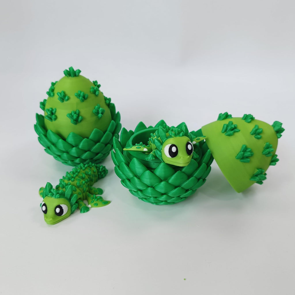 Enchanted 3D Egg with Miniature Inside - Handcrafted Printed Collectible | Fantasy Decor & Gift (Ice Cream Dragon & Egg (Box))