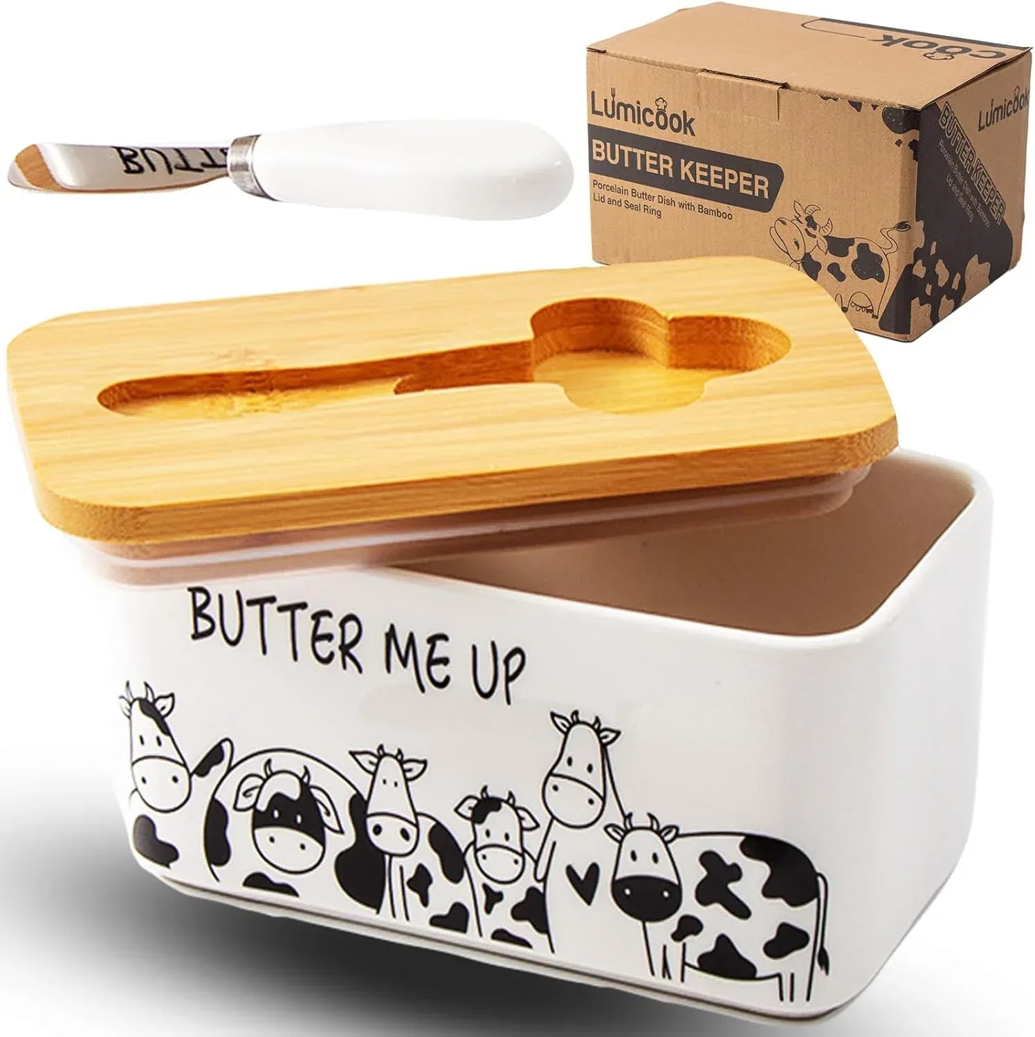 Butter Dish with Lid, Butter Dish with Lid for Countertop, White Butter Keeper Holds Up to 2 Sticks - Butter Holder and Container (Black butter me up, Large) - Handmade Lifestyle Shop