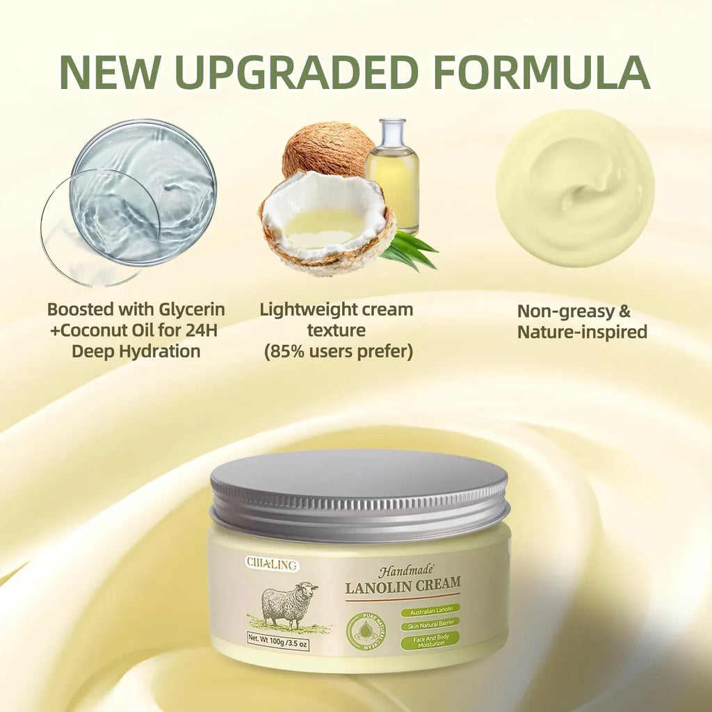 CHIALING Handmade Lanolin - 100% Pure Natural Australian Lanolin Cream - Made in USA - USP Grade Moisturizer for Dry/Cracked Skin, Nipple Discomfort, Lip Hydration & Eczema | Unscented, Additive-Free(3.5 oz) - Handmade Lifestyle Shop