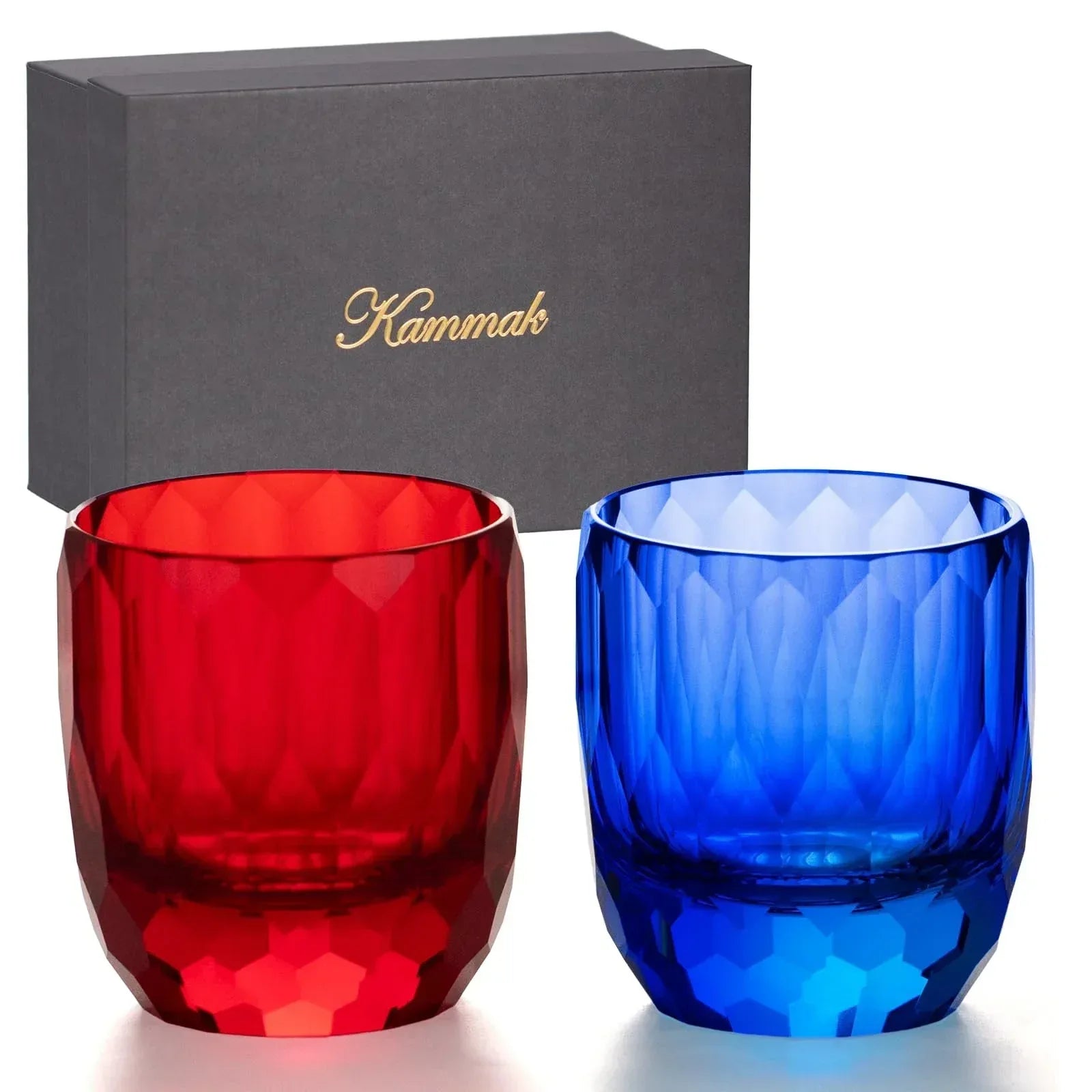 KAMMAK Crystal Whiskey Glasses Set of 2, Handcrafted 7.1oz Old Fashioned Glasses Stemless, Luxury Cocktail Glasses, Hand Blown Scotch Cup for Women, Men Gift for Rocks, Bourbon Barware, Bar - Handmade Lifestyle Shop