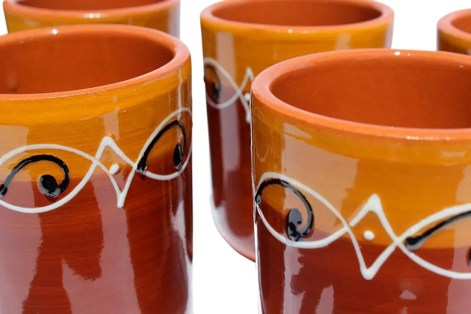 Cactus Canyon Ceramics Spanish Terracotta 5-Piece Cup Set, White - Handmade Lifestyle Shop