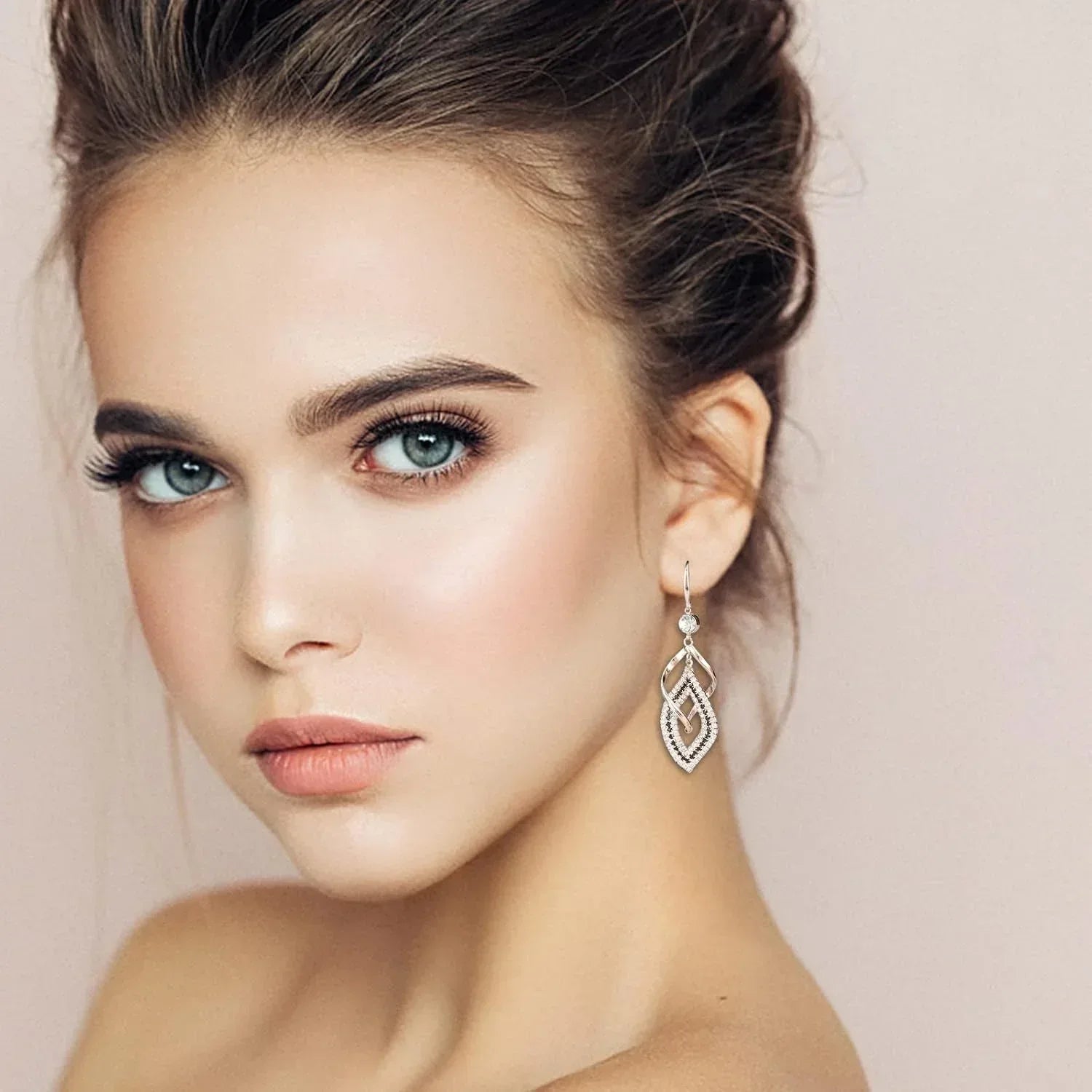 Dangle Earrings for Women, 925 Sterling Silver Handmade Linear Swirl Wire Bohemian Boho 14K Gold Diamonds Earrings Hypoallergenic Fashion Jewelry Gifts for women - Handmade Lifestyle Shop