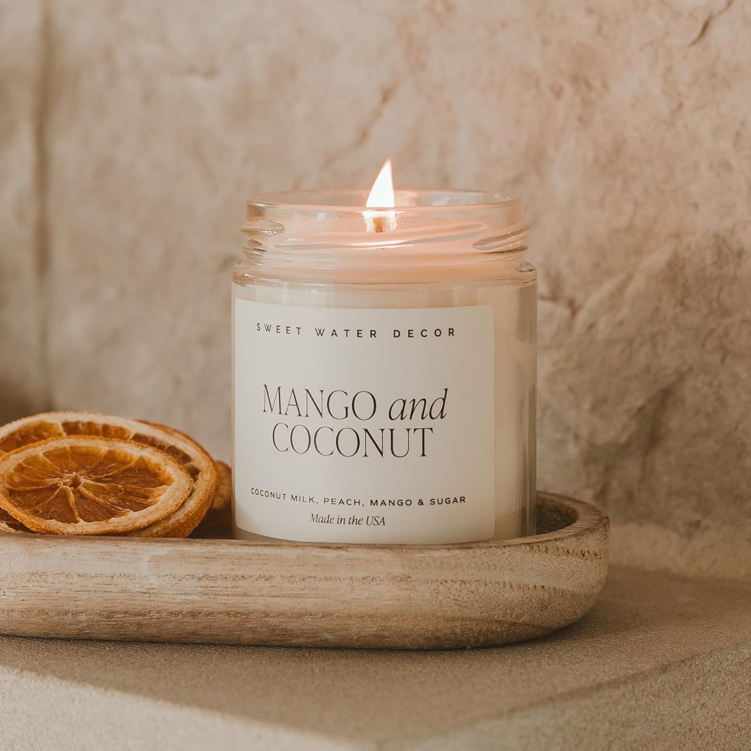 Sweet Water Decor Salt and Sea Candle - Sea Salt, Citrus, Amber, Musk, Beach Scented Soy Candles for Home - Coastal Decor for Beach Lovers - 9oz Clear Jar, 40 Hour Burn Time, Made in The USA